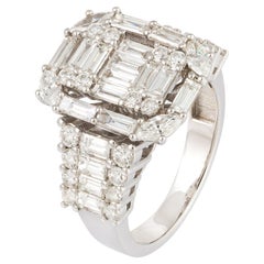 Stately White 18K Gold White Diamond Ring For Her