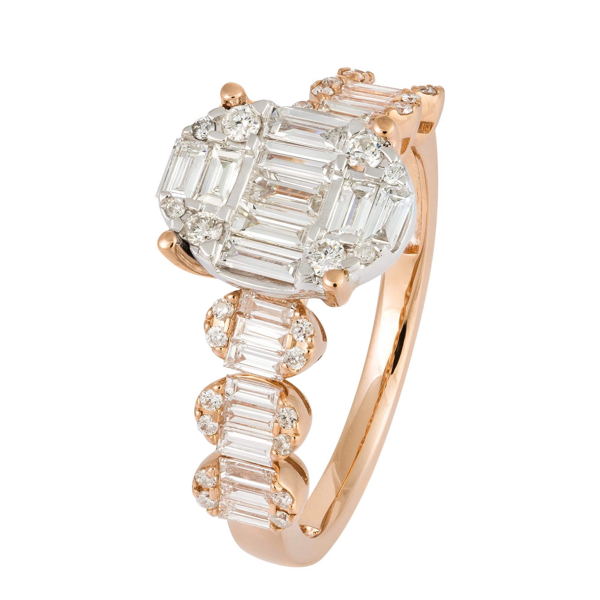 Im Angebot: Stately Weißer Rosa 18K Gold Weißer Diamantring für sie () 3