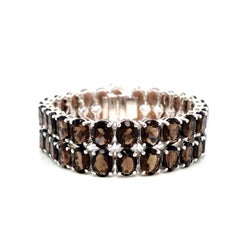 Statement 119 Carat Smoky Topaz Wide Bracelet in 925 Sterling Silver for Wife