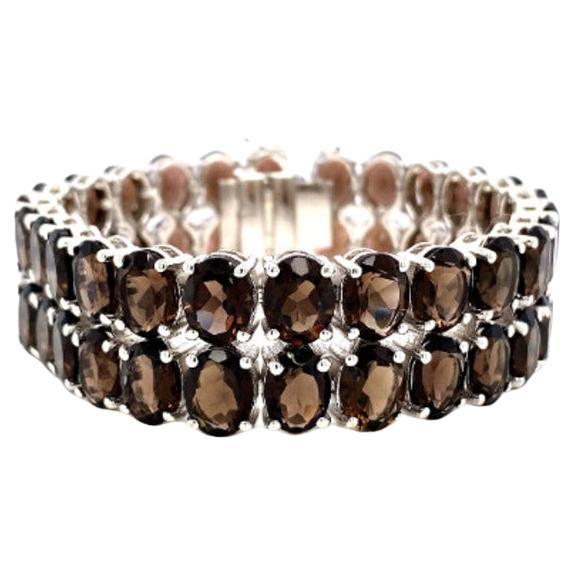 Statement 119 Carat Smoky Topaz Wide Bracelet in .925 Sterling Silver