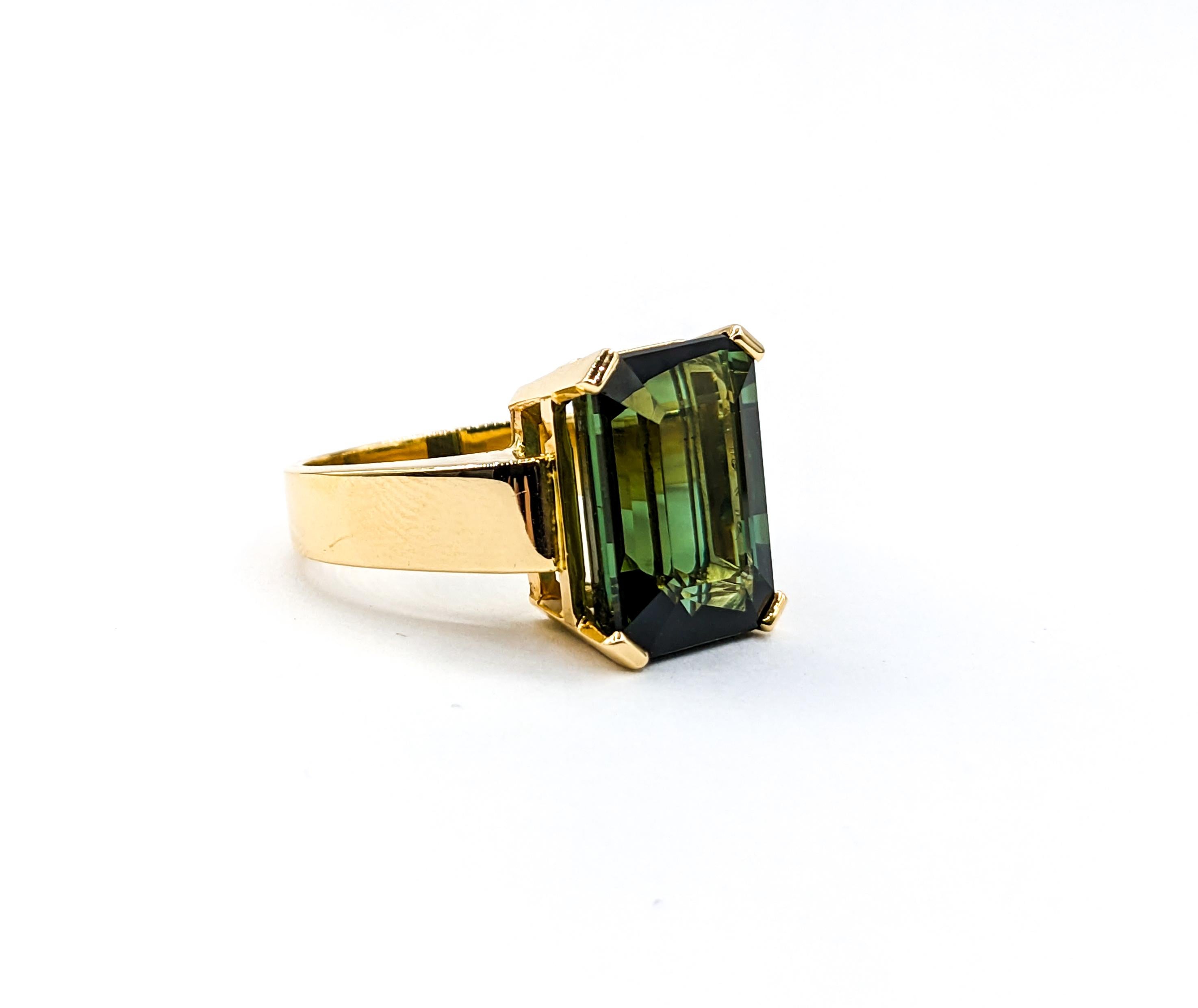 Modern Statement 13.50ct Green Tourmaline Cocktail Ring For Sale