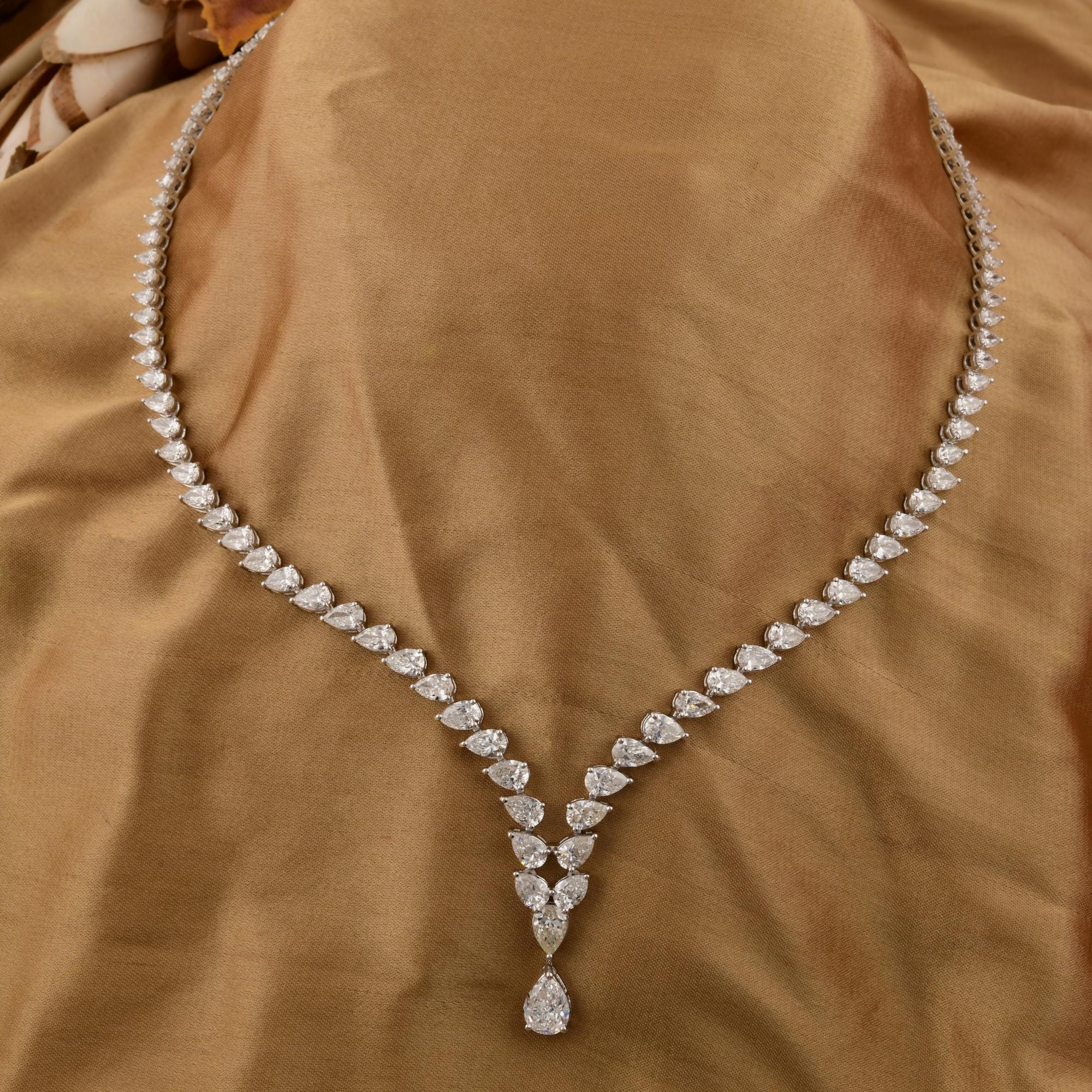 Declaración 14.40Ct pera gota de diamantes collar de boda para las mujeres de 14 quilates de oro blanco Moderno en venta