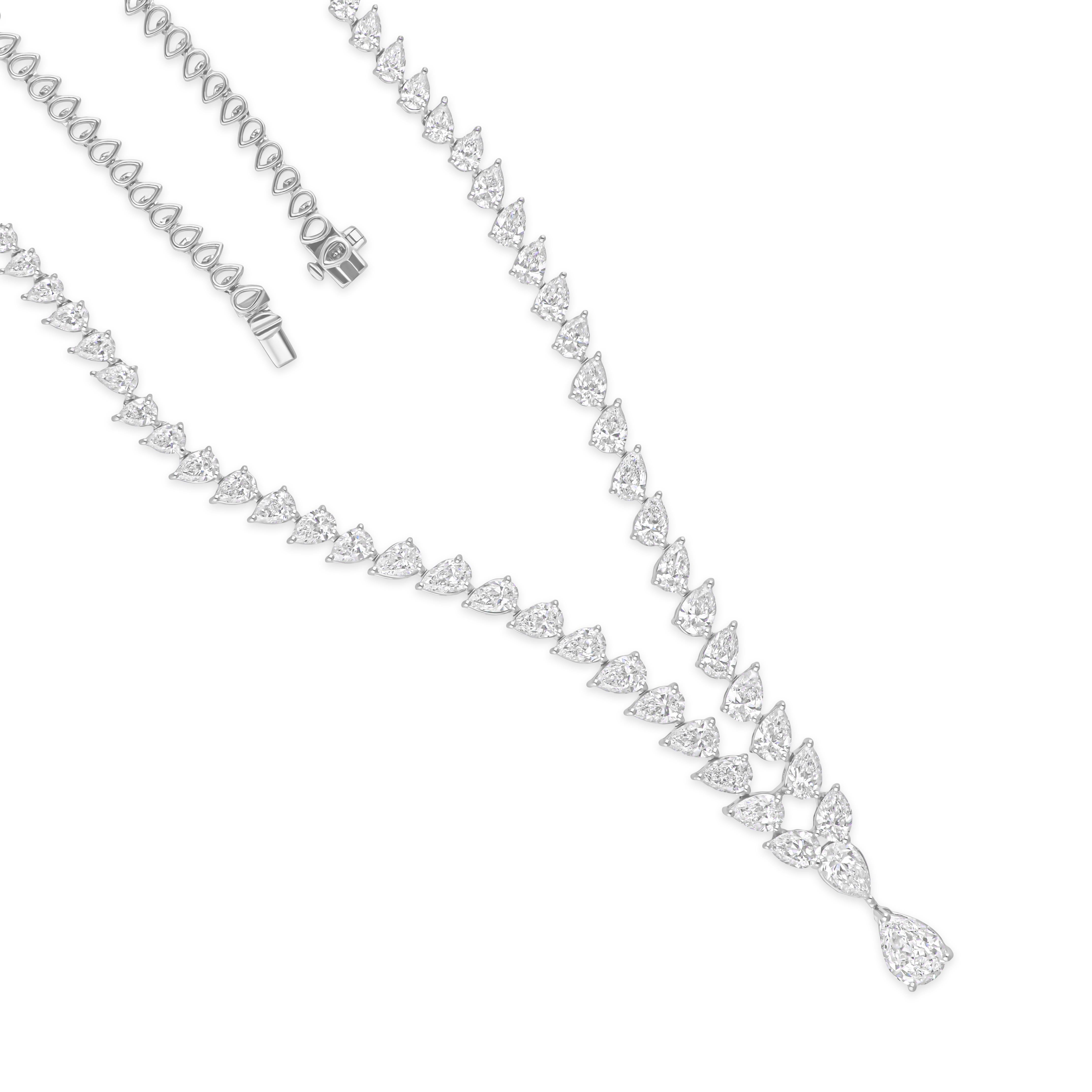 Declaración 14.40Ct pera gota de diamantes collar de boda para las mujeres de 14 quilates de oro blanco Corte pera en venta