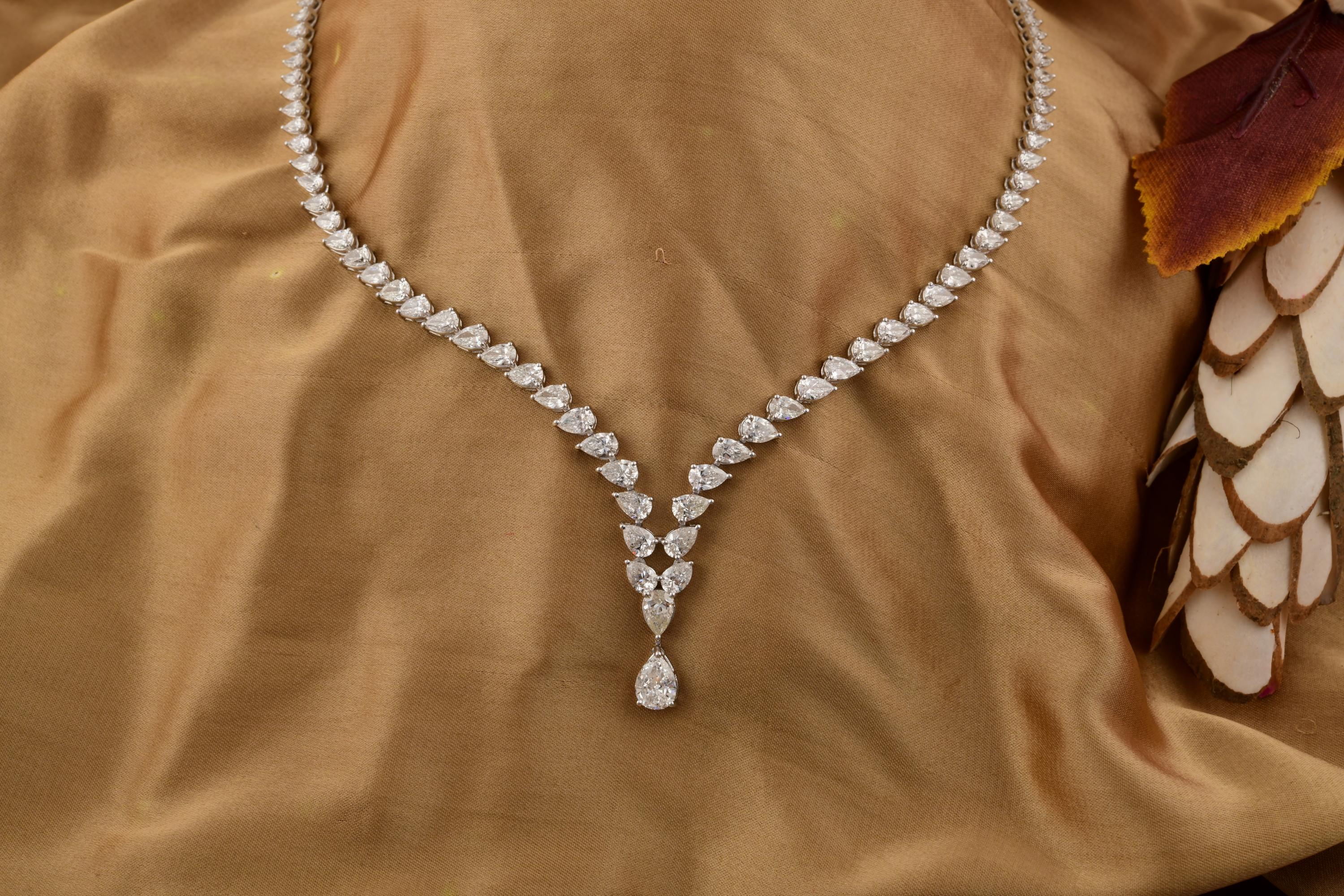 De las mujeres Declaración 14.40Ct pera gota de diamantes collar de boda para las mujeres de 14 quilates de oro blanco en venta
