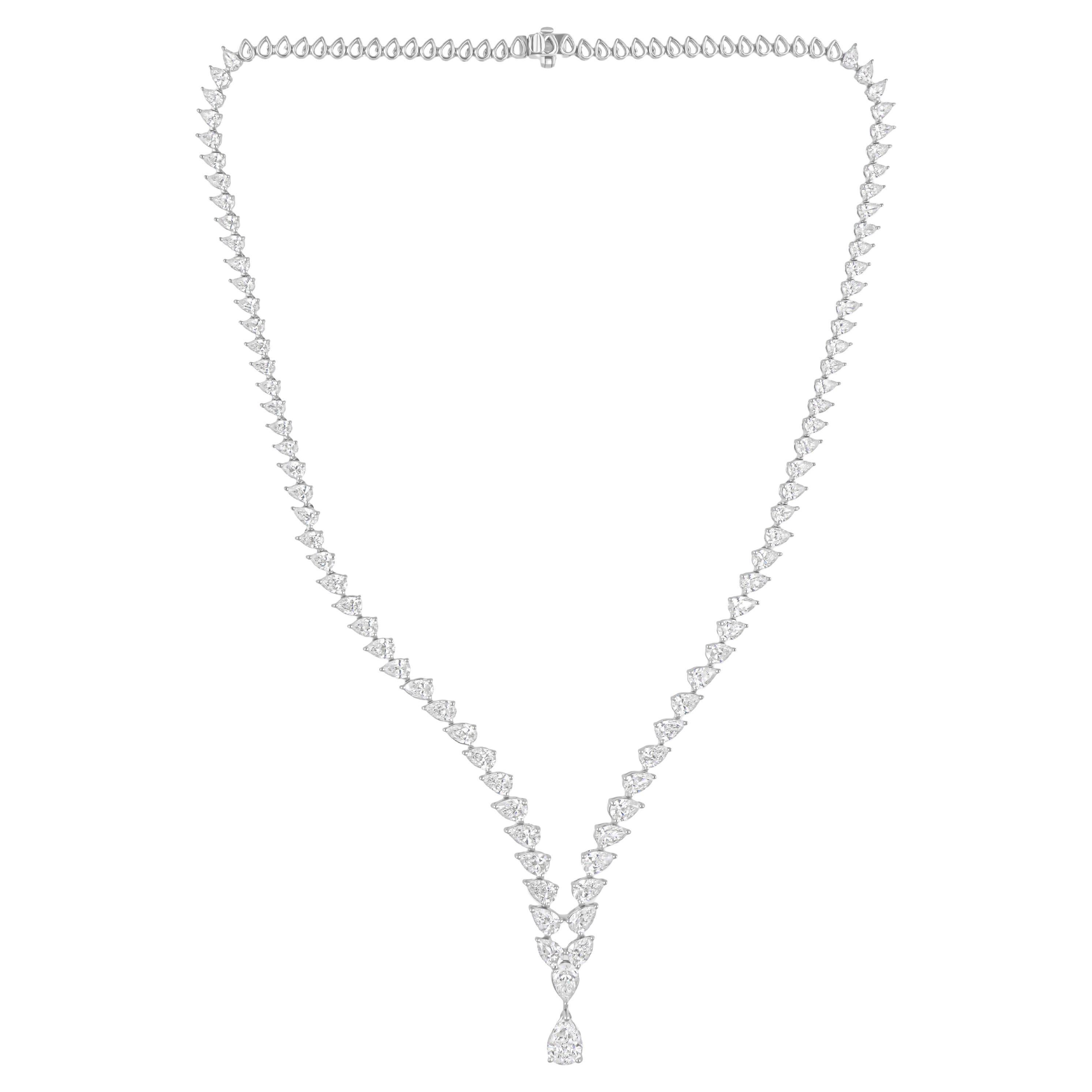 Anweisung 14.40Ct Birne Tropfen Diamant Hochzeit Halskette für Frauen 14K Weißgold