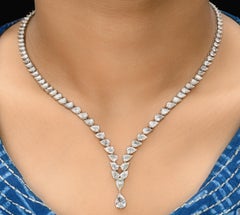 Statement 14.40Ct Pear Drop Diamond Wedding Necklace For Women 18K White Gold