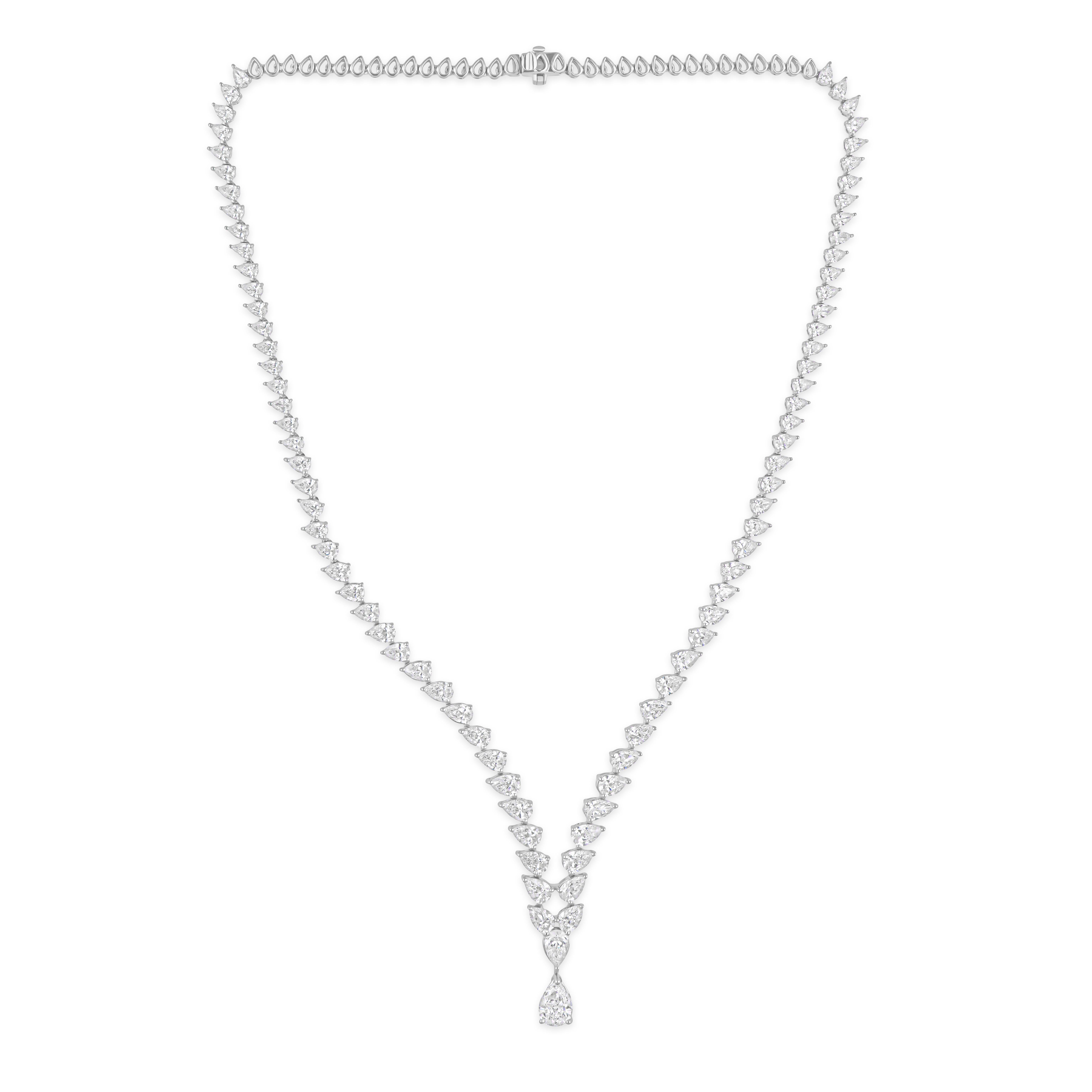 Anweisung 14.40Ct Birne Tropfen Diamant Hochzeit Halskette für Frauen 18K Weißgold im Zustand „Neu“ im Angebot in Diera, Dubai