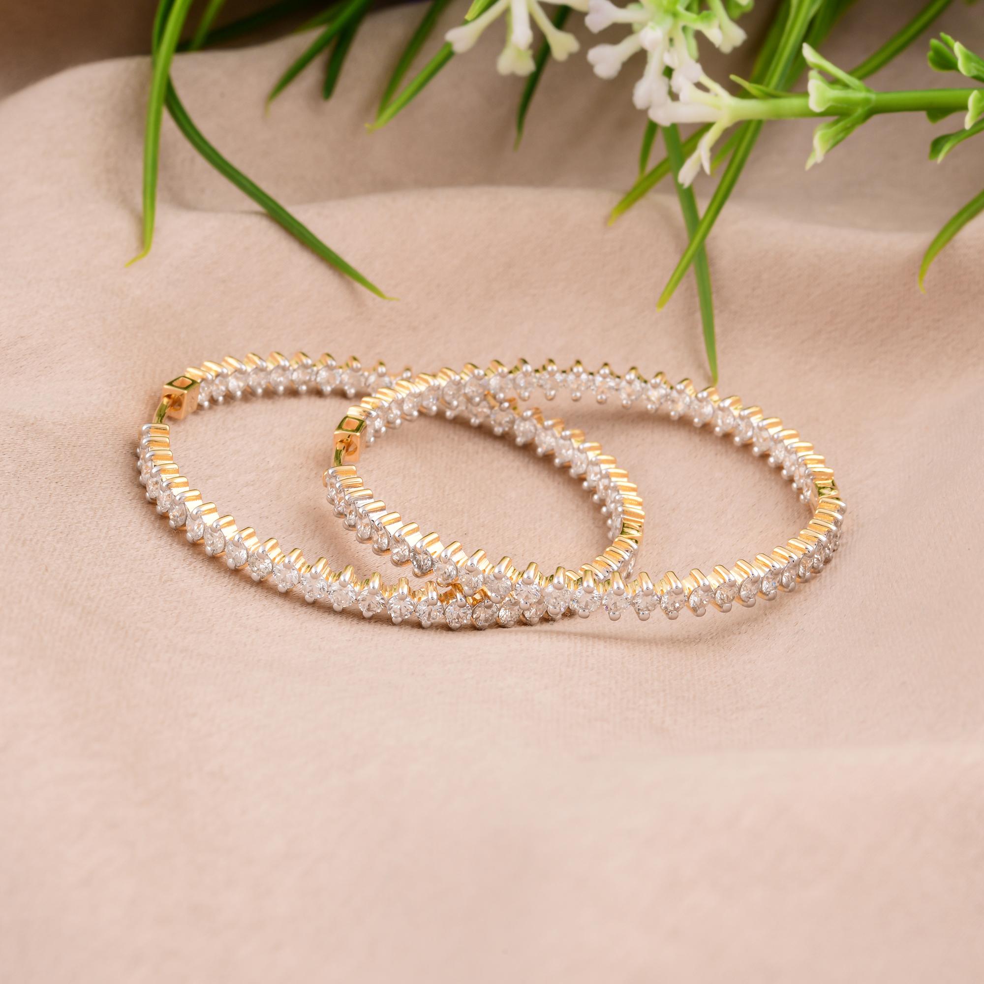 Statement 14K Yellow Gold Inside-Out Round Cut 2.96 Ct Diamond Hoop Earrings For Sale 3