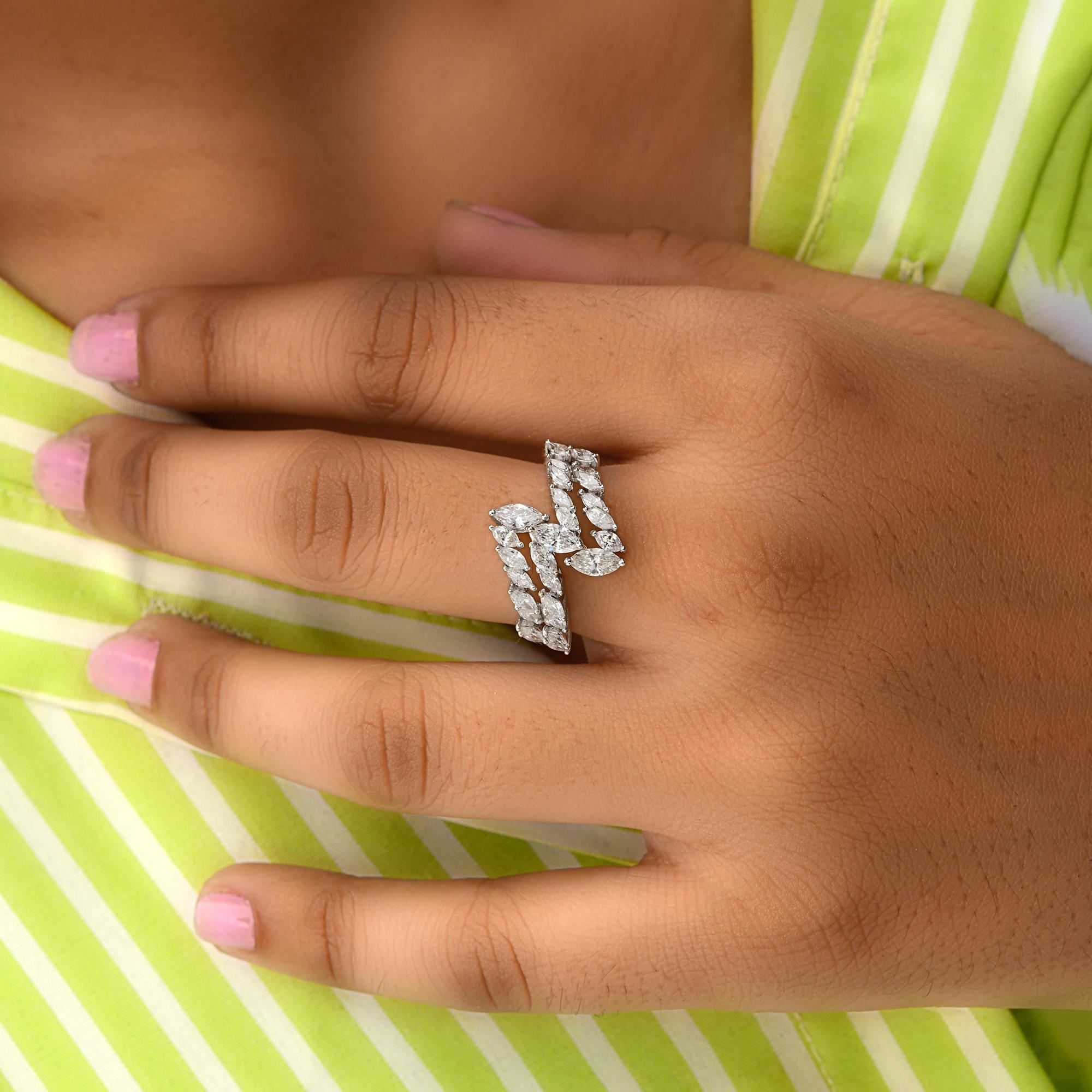 En venta: Declaración Anillo de diamantes naturales SI/H de 1,58 qt Oro blanco de 14 quilates Joyería fina  2