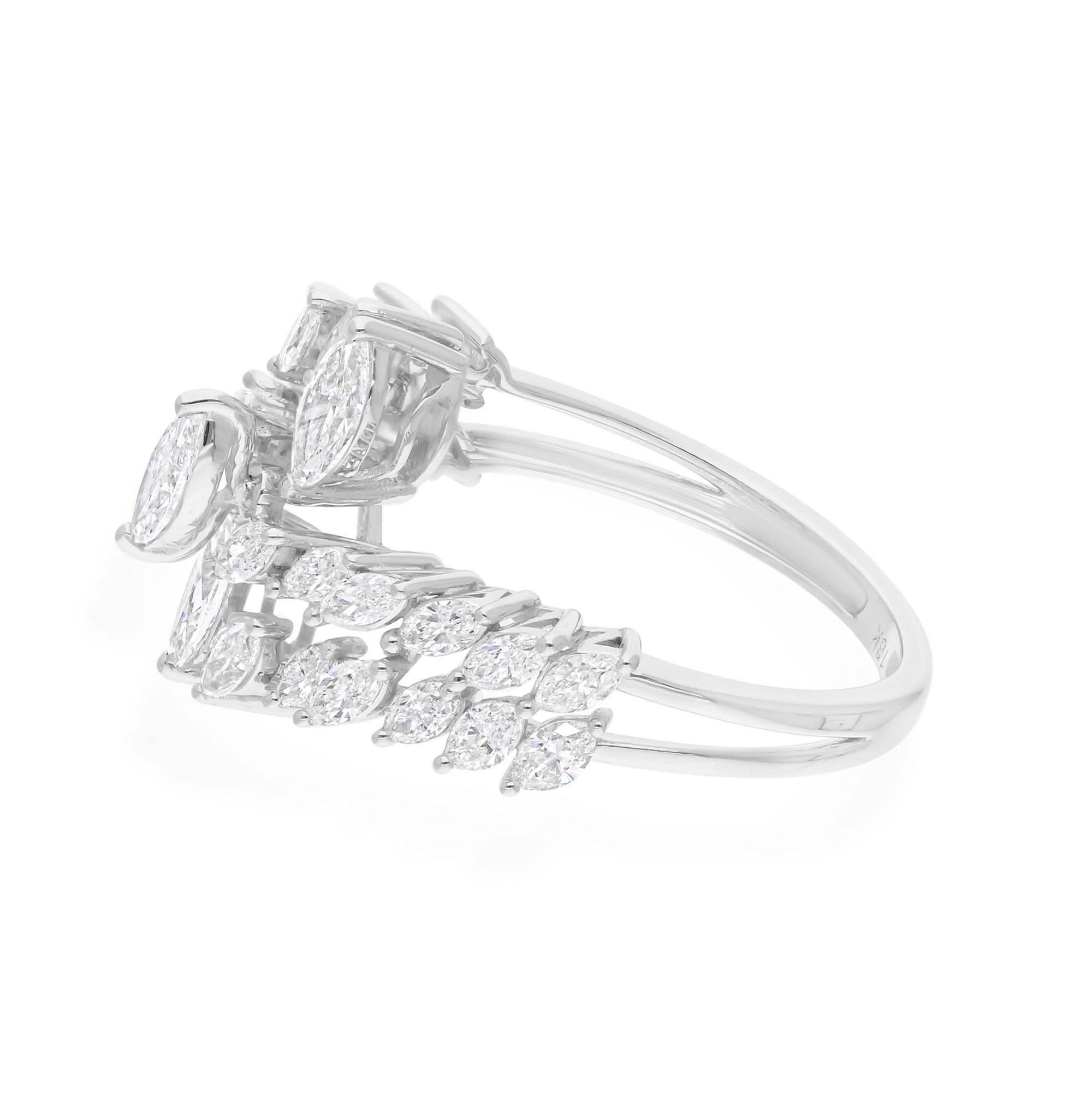En venta: Declaración Anillo de diamantes naturales SI/H de 1,58 qt Oro blanco de 14 quilates Joyería fina  7