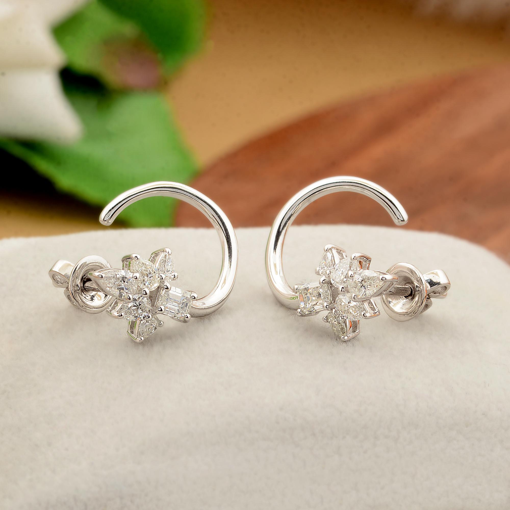 Moderne Boucles d'oreilles en or blanc 18 carats avec 1,65 carat de diamant SI/HI en vente