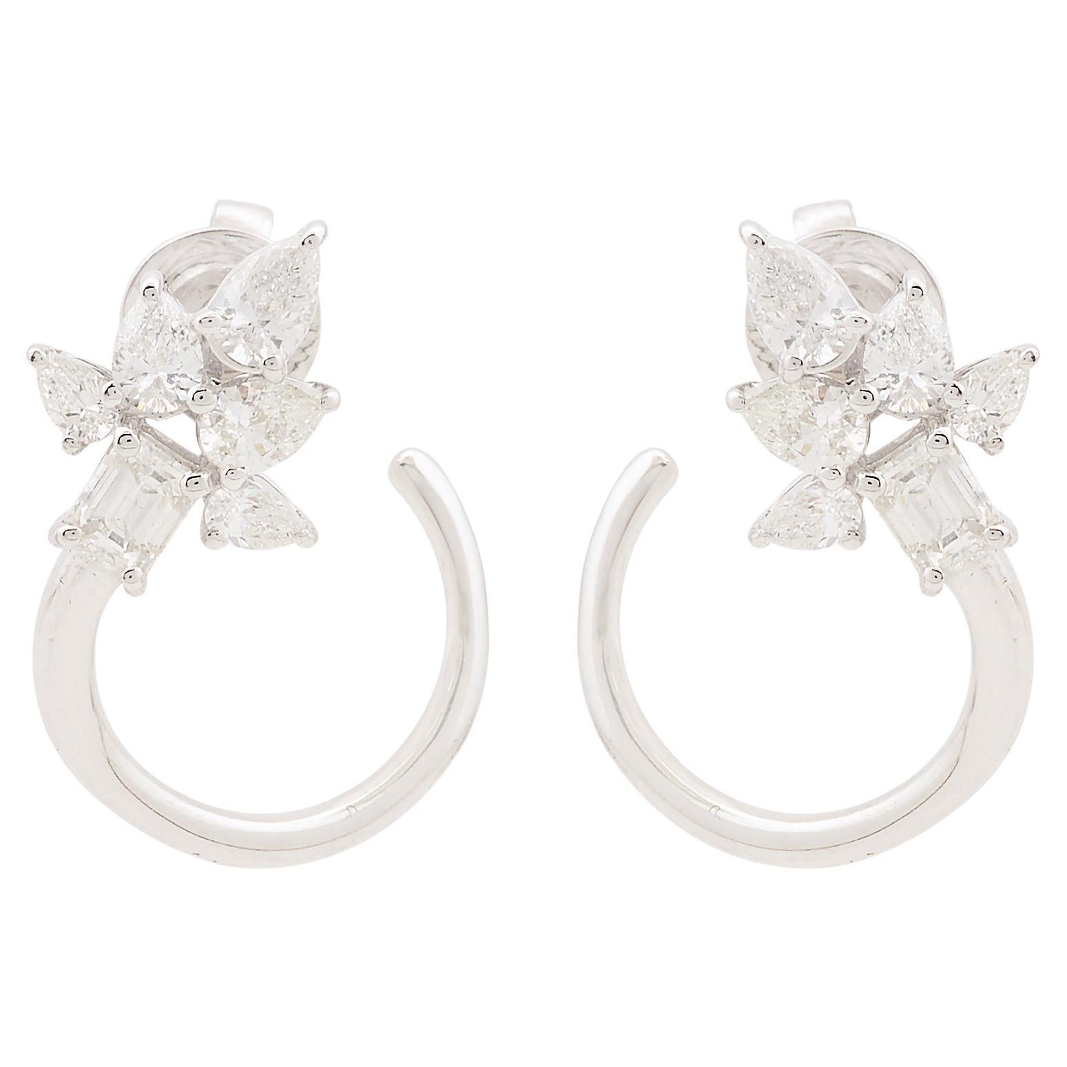 Statement 1.65 Carat SI/HI Diamond Stud Earrings 18 Karat White Gold Jewelry For Sale