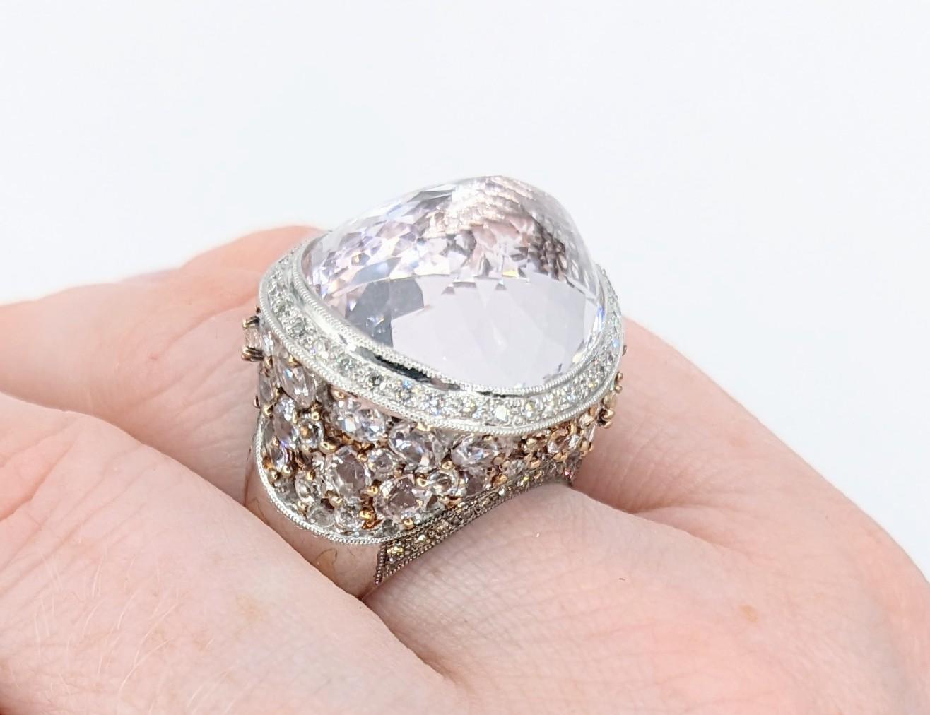 Pear Cut Statement 18k Fancy-Cut Kunzite & Diamond Cocktail Ring For Sale