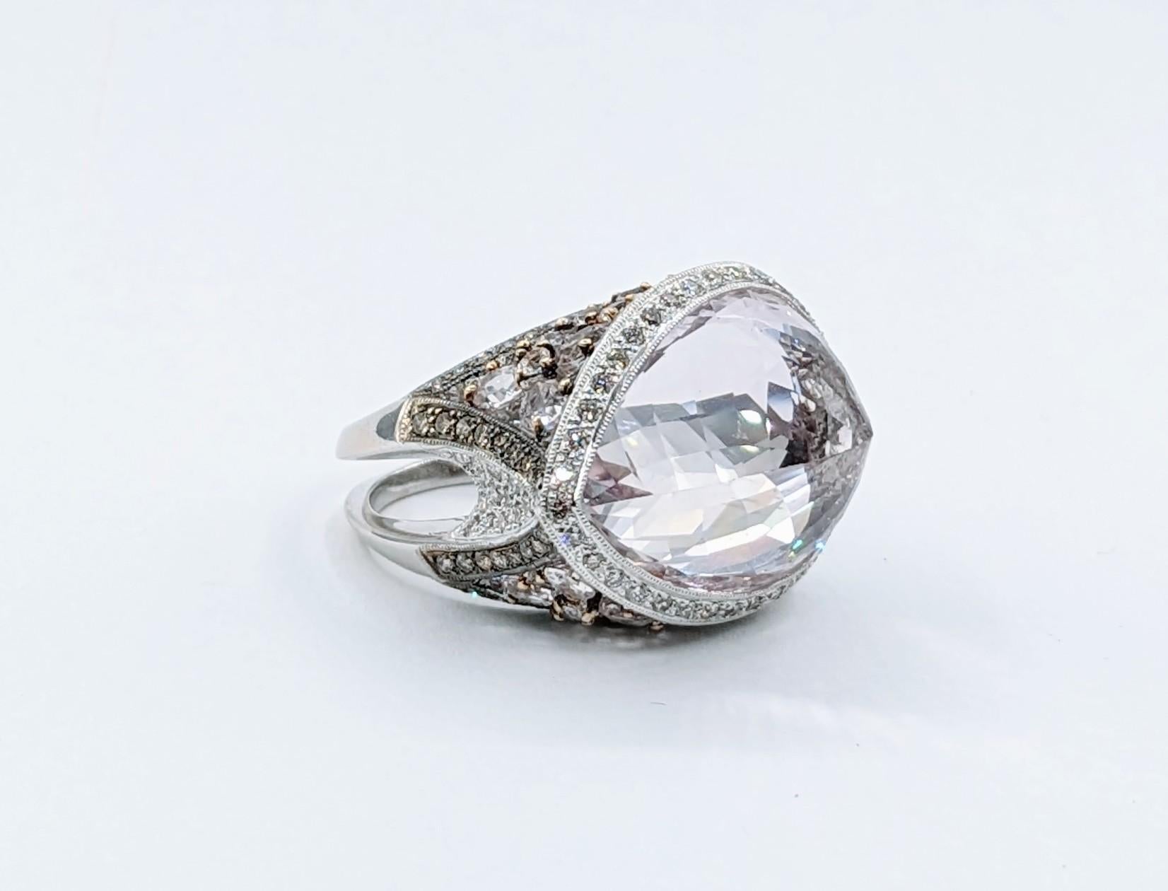 Statement 18k Fancy-Cut Kunzit & Diamant Cocktail Ring Damen im Angebot