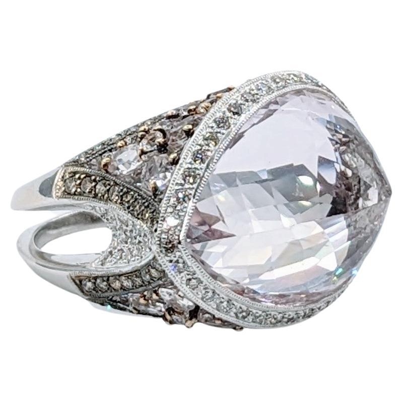 Statement 18k Fancy-Cut Kunzit & Diamant Cocktail Ring im Angebot