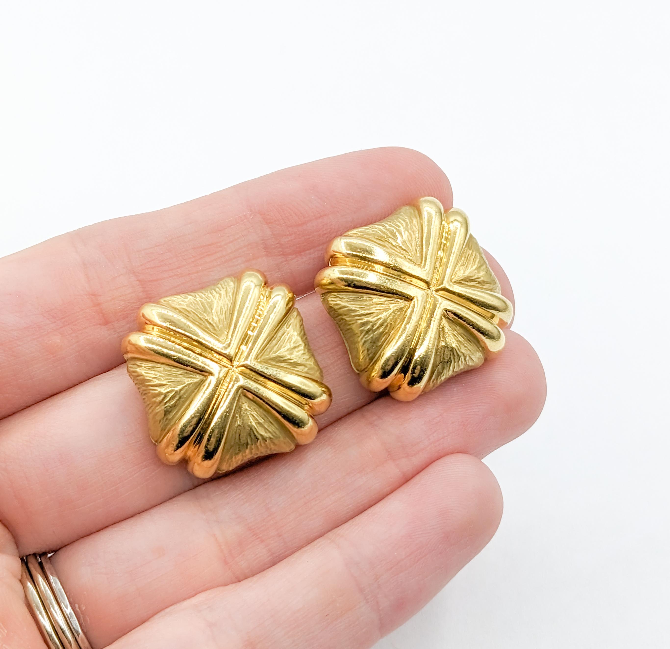 Retro Statement 18k Square X Clip On Earrings