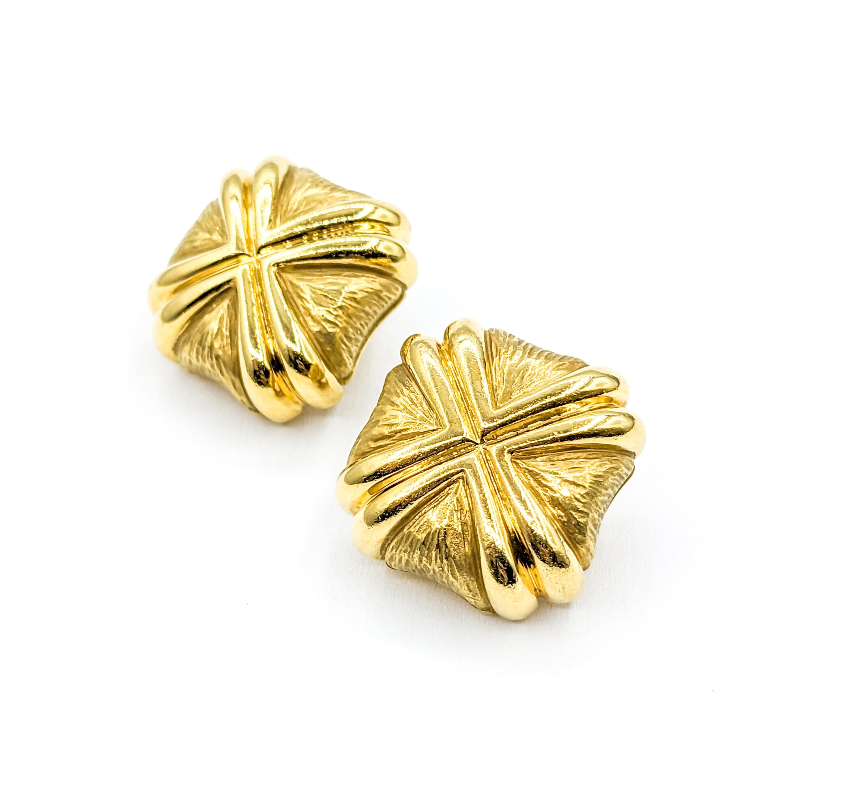 Statement 18k Square X Clip On Earrings 1