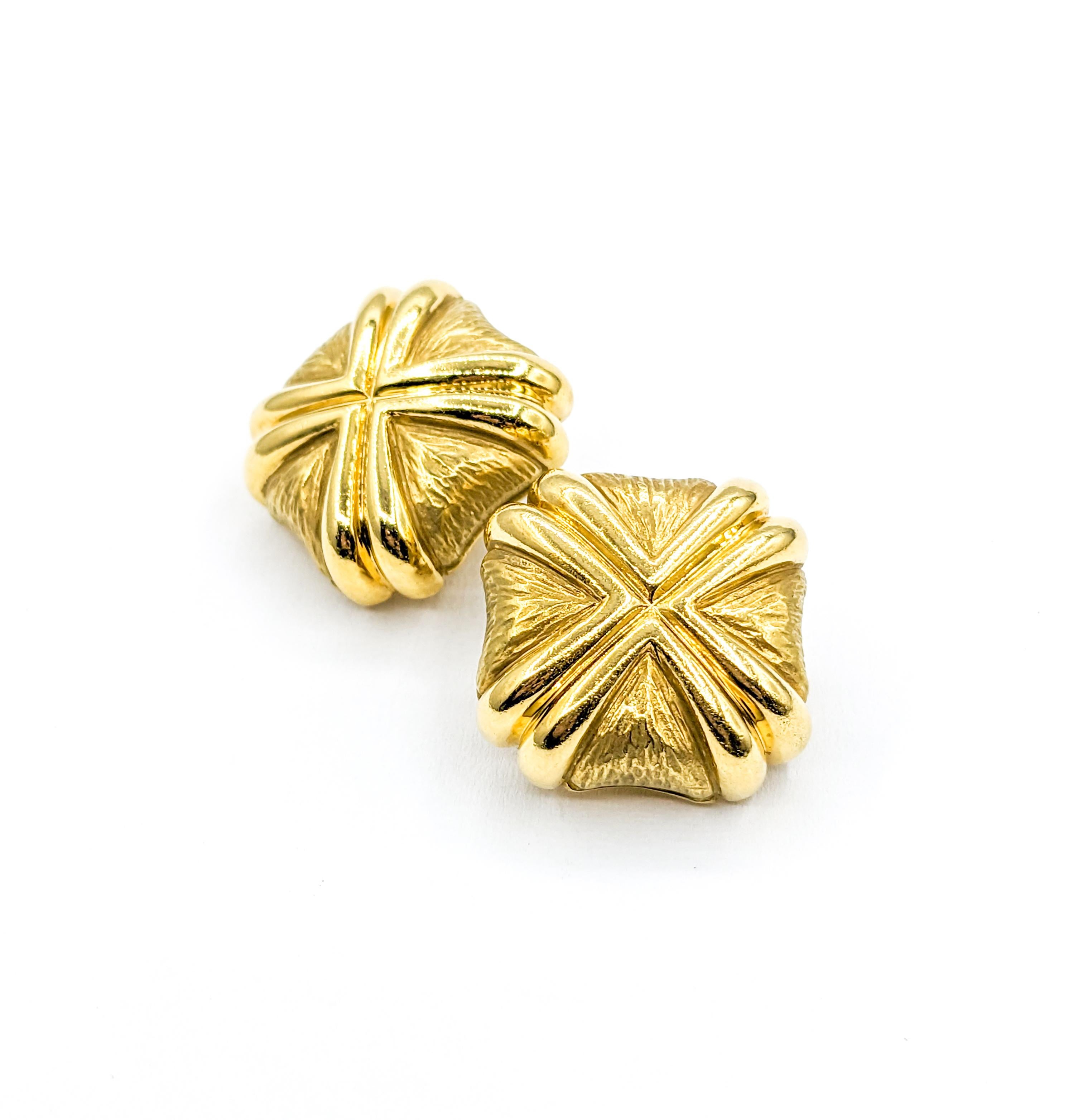 Statement 18k Square X Clip On Earrings 2