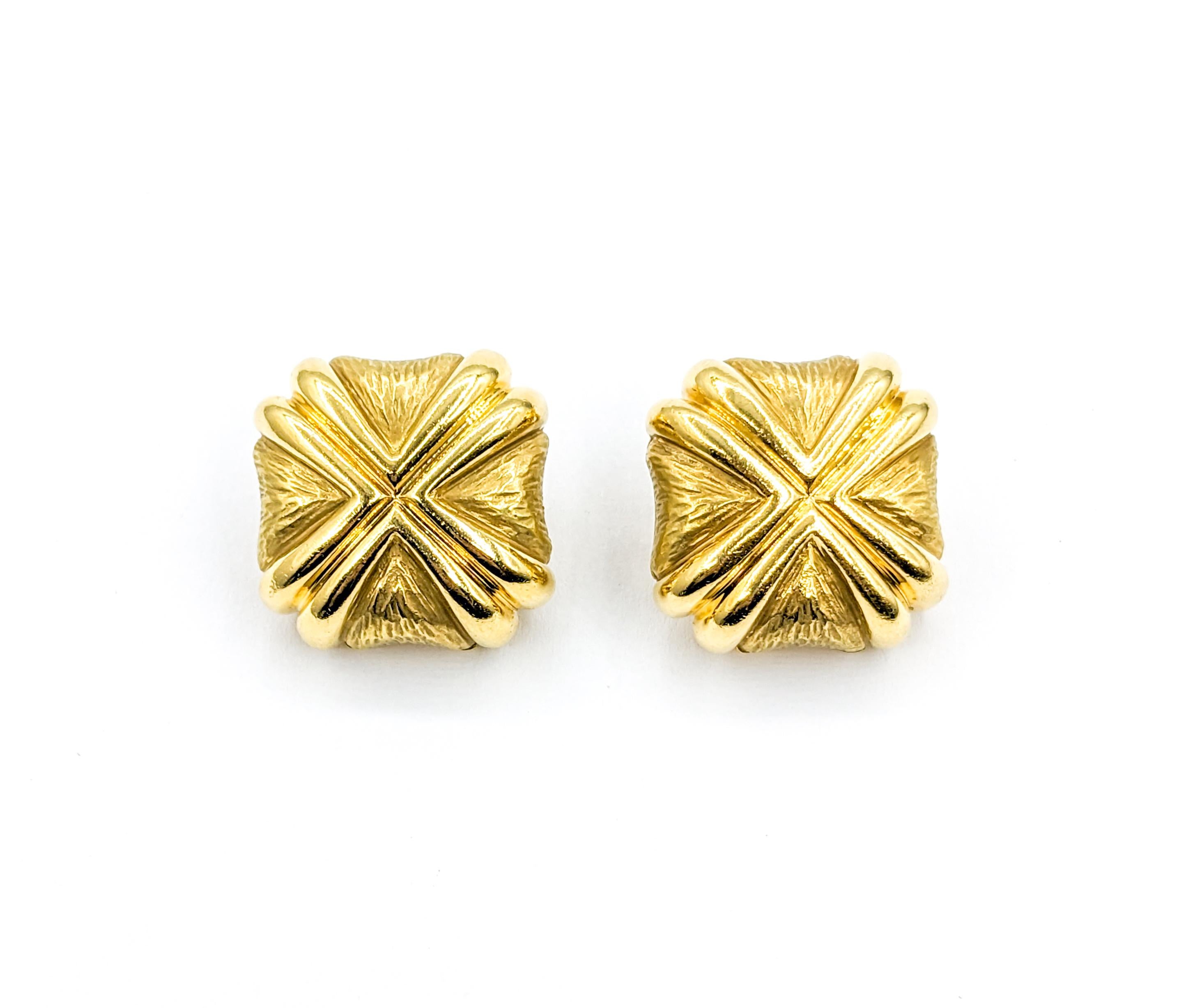 Statement 18k Square X Clip On Earrings 3