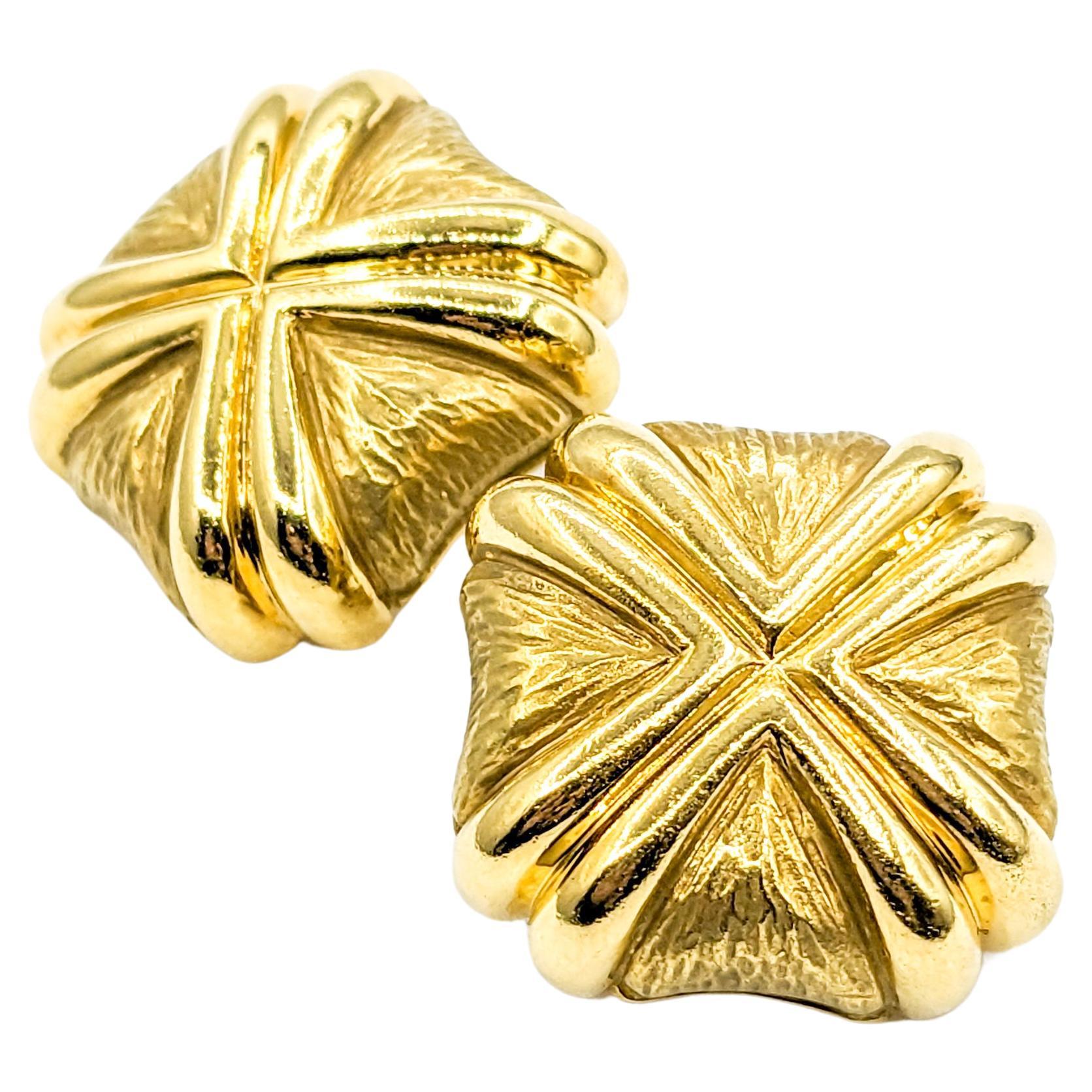 Statement 18k Square X Clip On Earrings