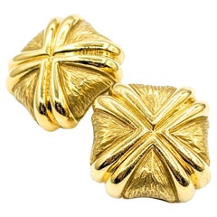 Statement 18k Square X Clip On Earrings