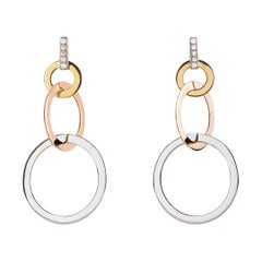 Pendants d'oreilles fantaisie en or jaune 18 carats avec diamants blancs de 0,20 carat