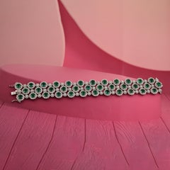 Dichiarazione 19.55Ct smeraldo 16.65Ct diamante aureola Bracciale largo 14Kt oro bianco