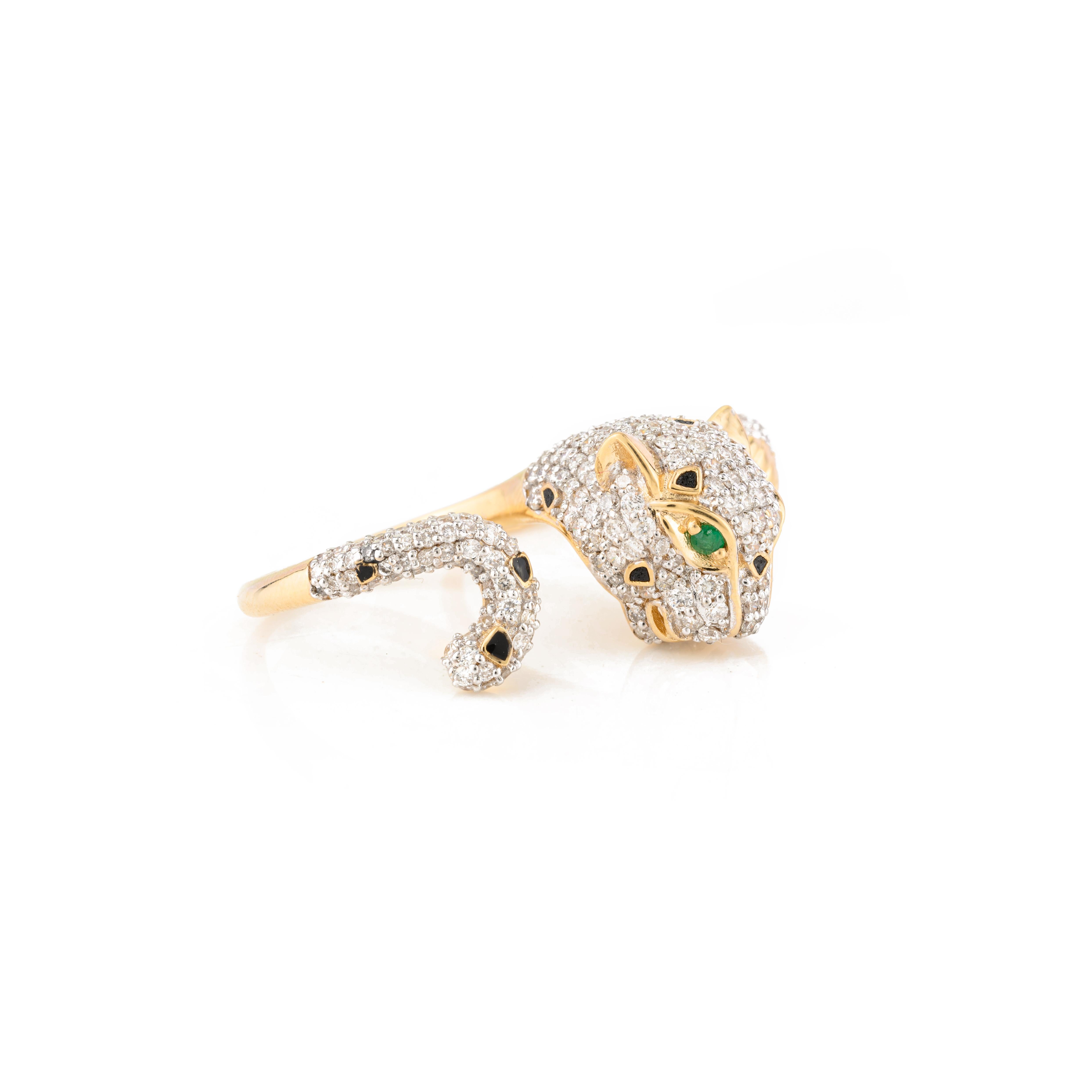 Im Angebot: Statement 2,06 Karat Diamant Panther Doppel Finger-Ring aus 18k Gelbgold () 7