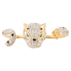 Statement 2,06 Karat Diamant Panther Doppel Finger-Ring aus 18k Gelbgold