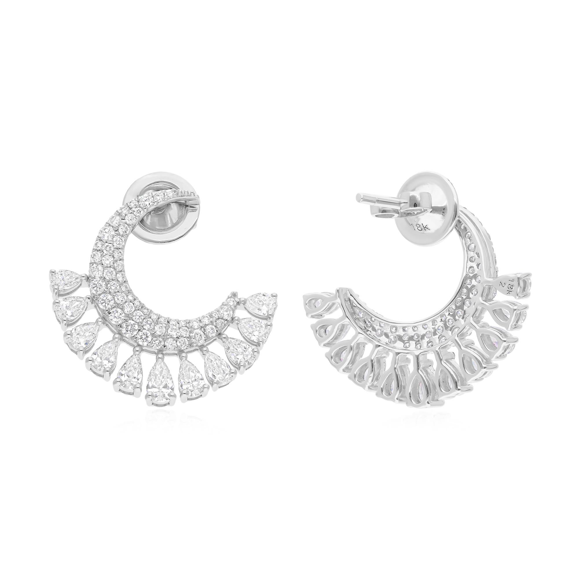 Boucles d'oreilles en or blanc 18k avec 2.15ct de diamant naturel certifié en pavé Neuf - En vente à Diera, Dubai