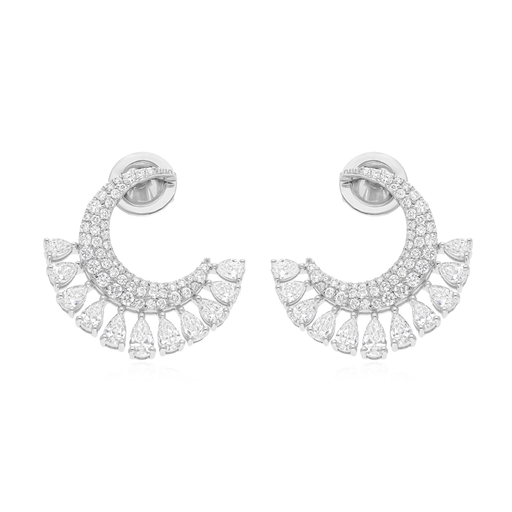 Boucles d'oreilles en or blanc 18k avec 2.15ct de diamant naturel certifié en pavé en vente 1