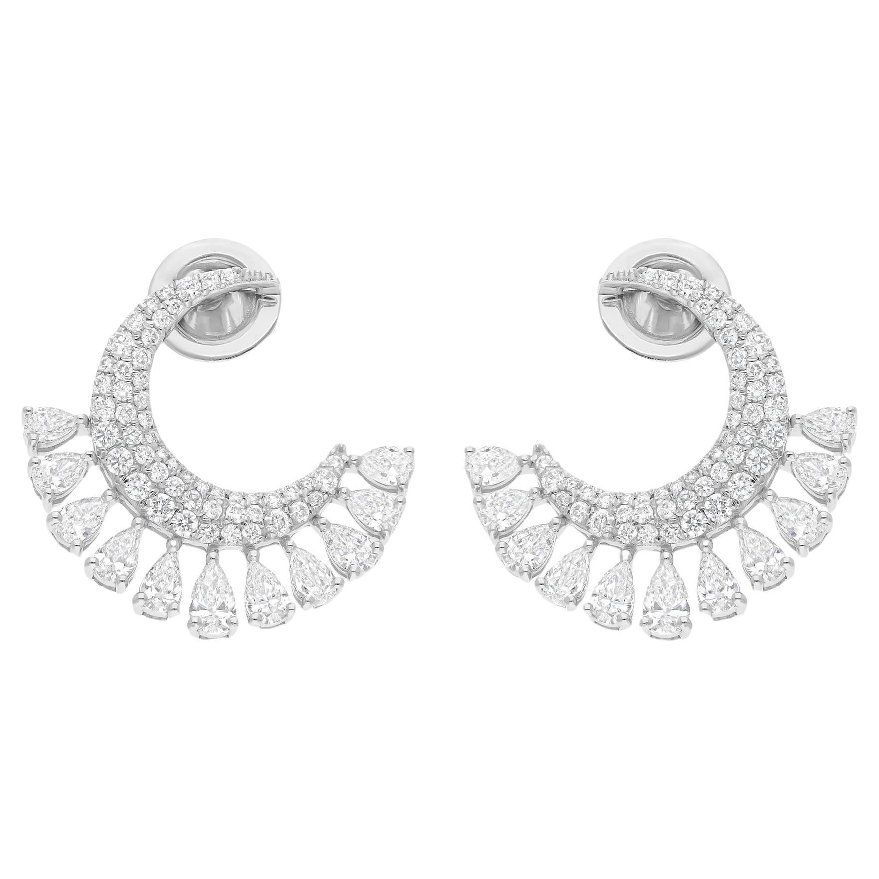 Boucles d'oreilles en or blanc 18k avec 2.15ct de diamant naturel certifié en pavé en vente