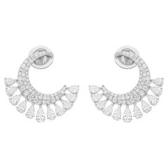Boucles d'oreilles en or blanc 18k avec 2.15ct de diamant naturel certifié en pavé