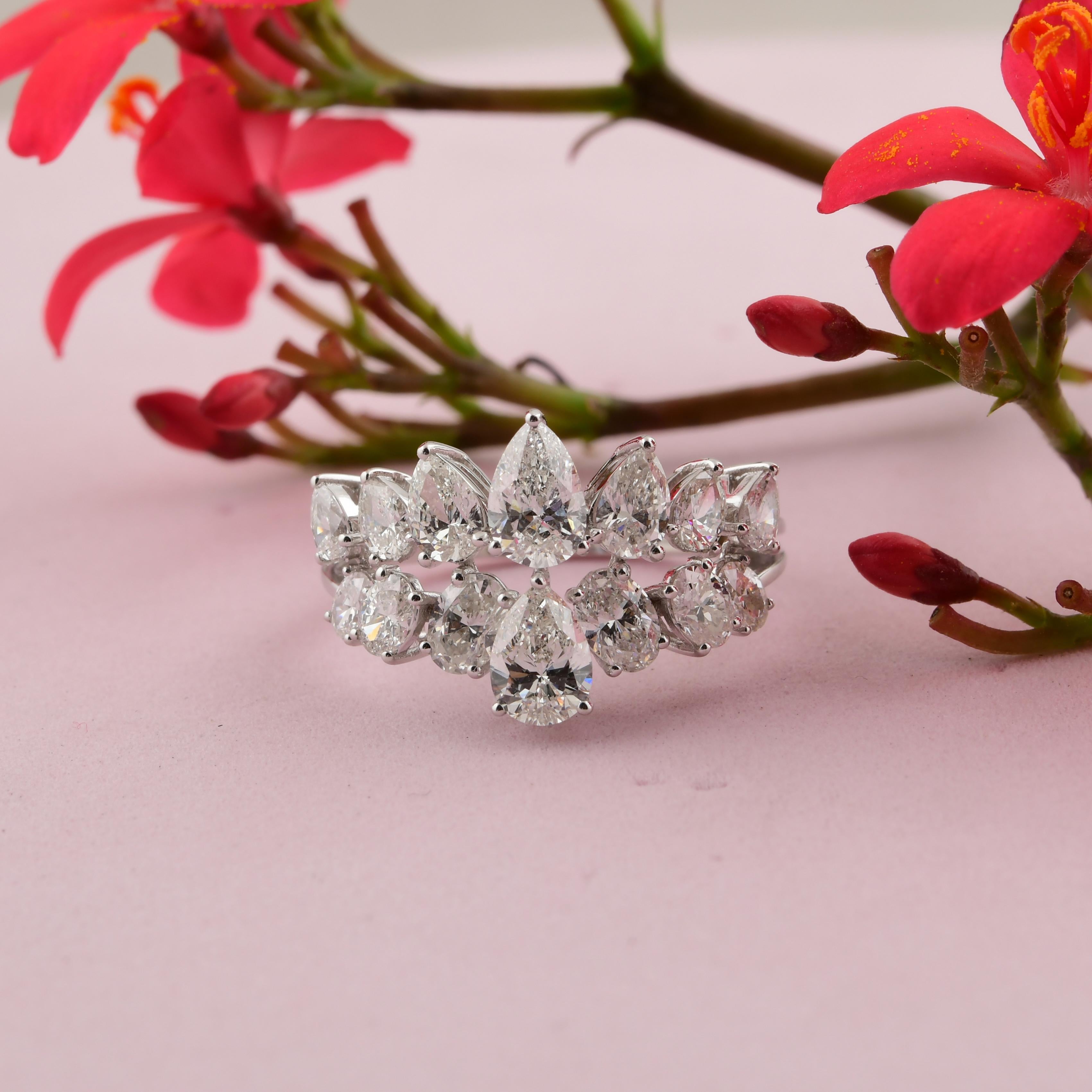 En vente :  Statement 2.38ctw Certified Diamond Double Band Engagement Ring 18k White Gold 3