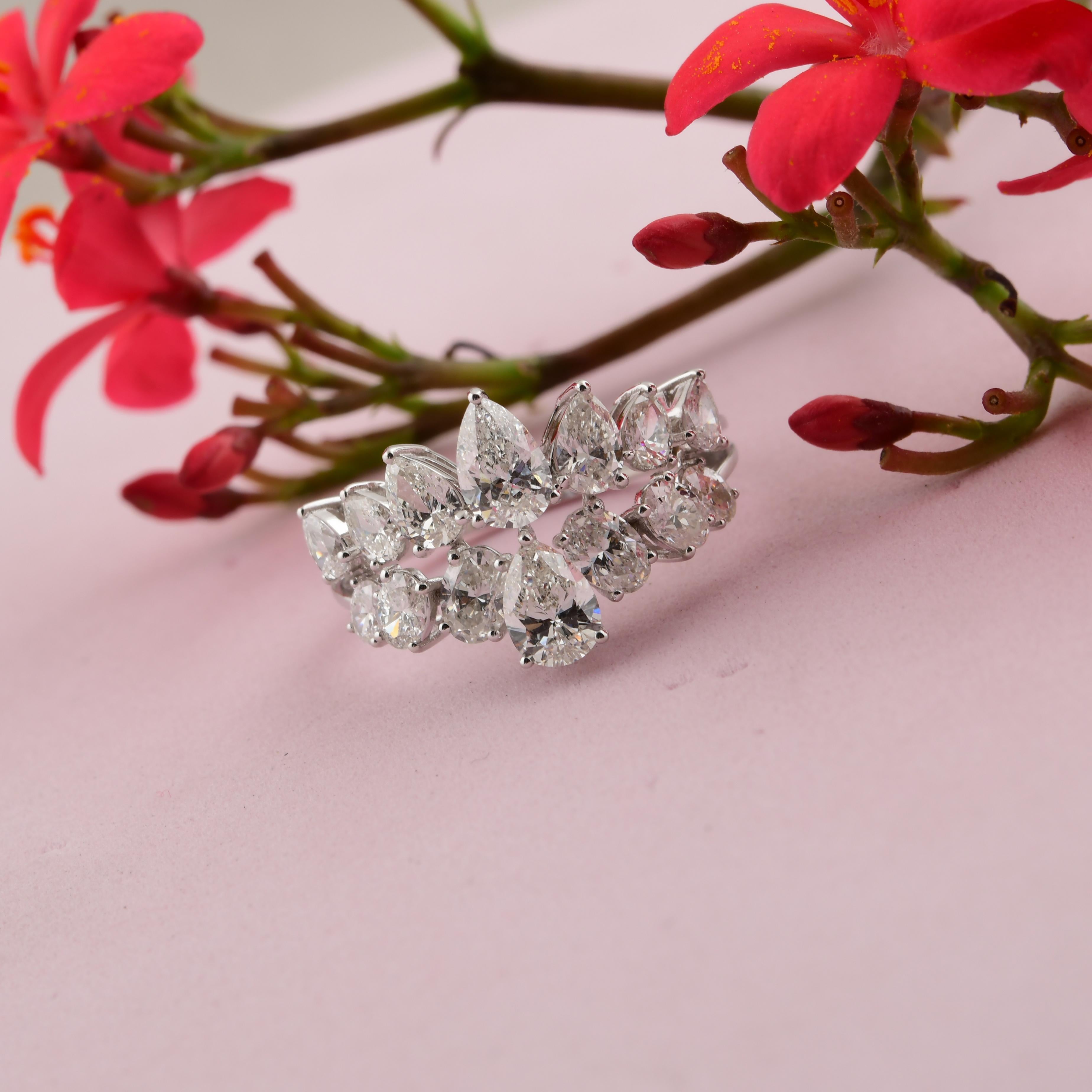 En vente :  Statement 2.38ctw Certified Diamond Double Band Engagement Ring 18k White Gold 5