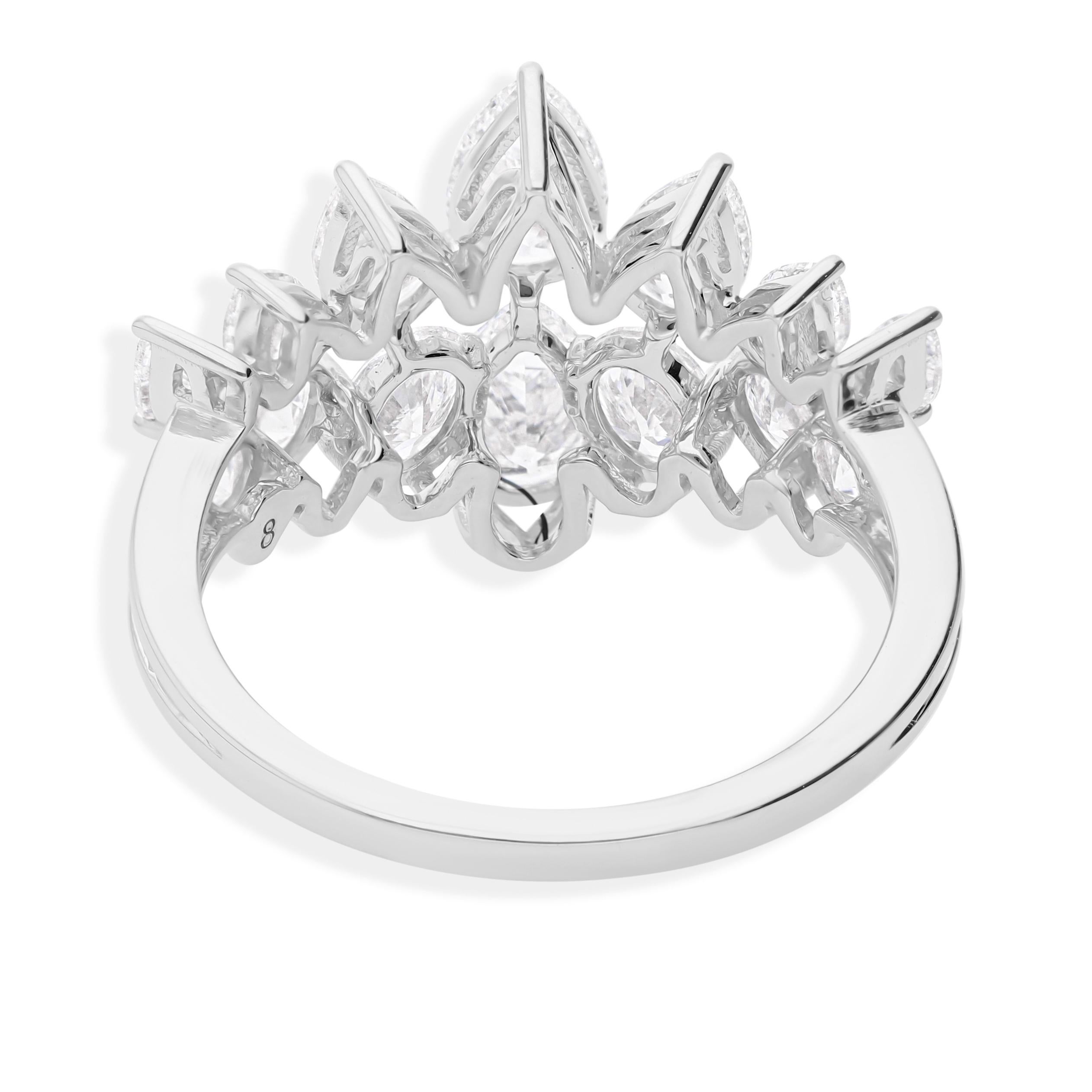 En vente :  Statement 2.38ctw Certified Diamond Double Band Engagement Ring 18k White Gold 7