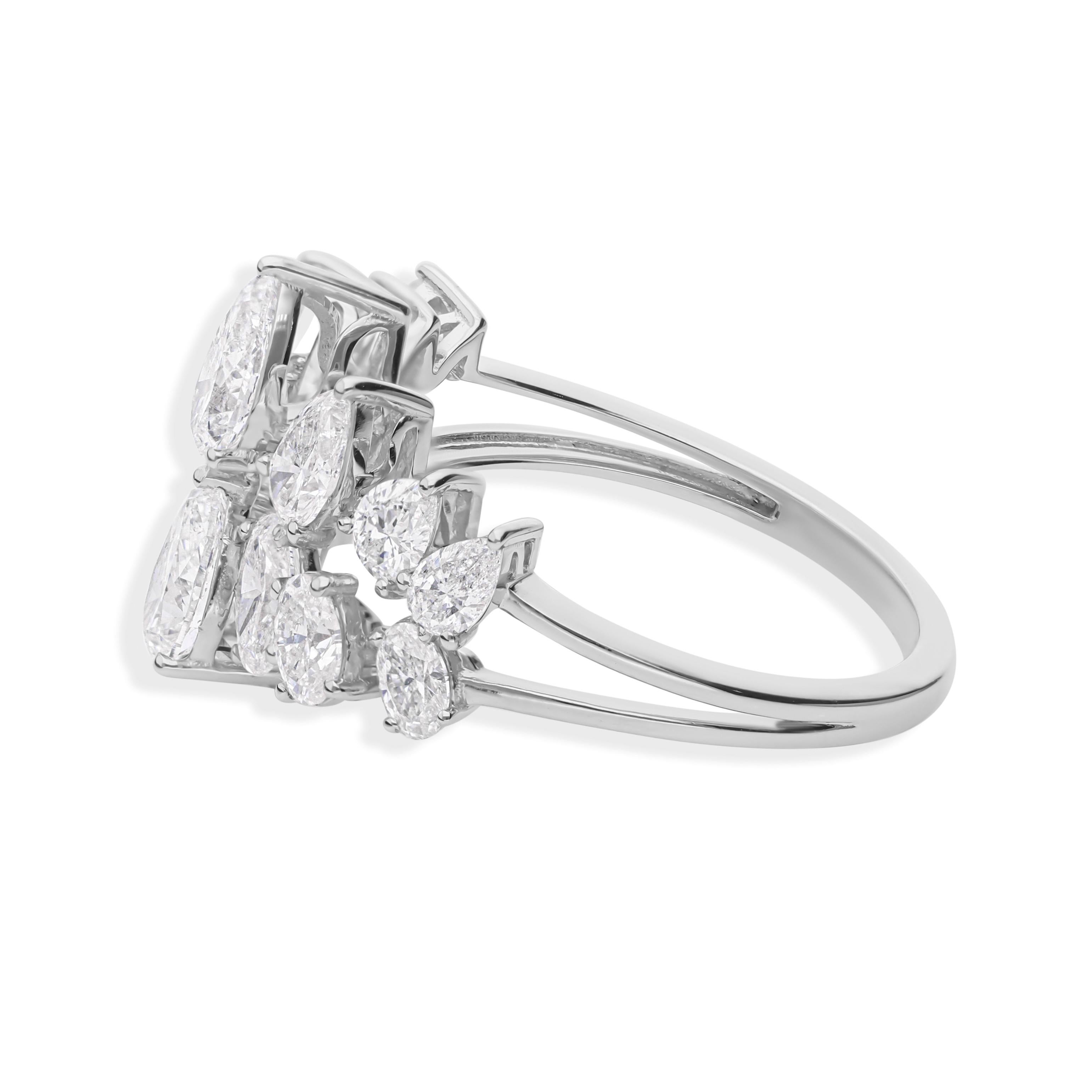 En vente :  Statement 2.38ctw Certified Diamond Double Band Engagement Ring 18k White Gold 8
