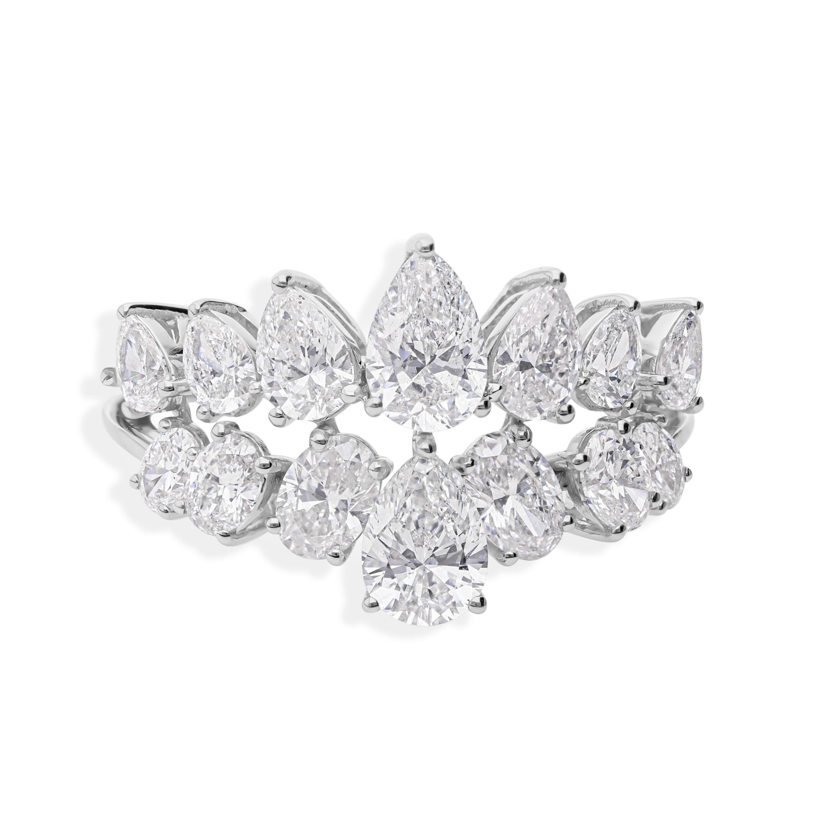 En vente :  Statement 2.38ctw Certified Diamond Double Band Engagement Ring 18k White Gold 9