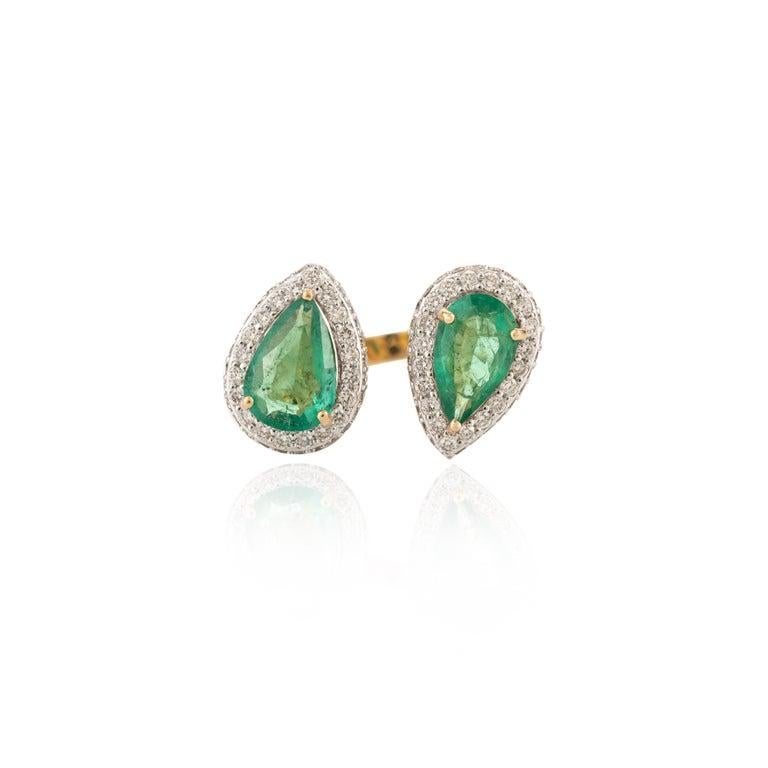 in vendita:  Anello aperto con smeraldo da 3,13 CTW e diamante aureolato da 3,38 CTW in oro giallo 18 ct. 4