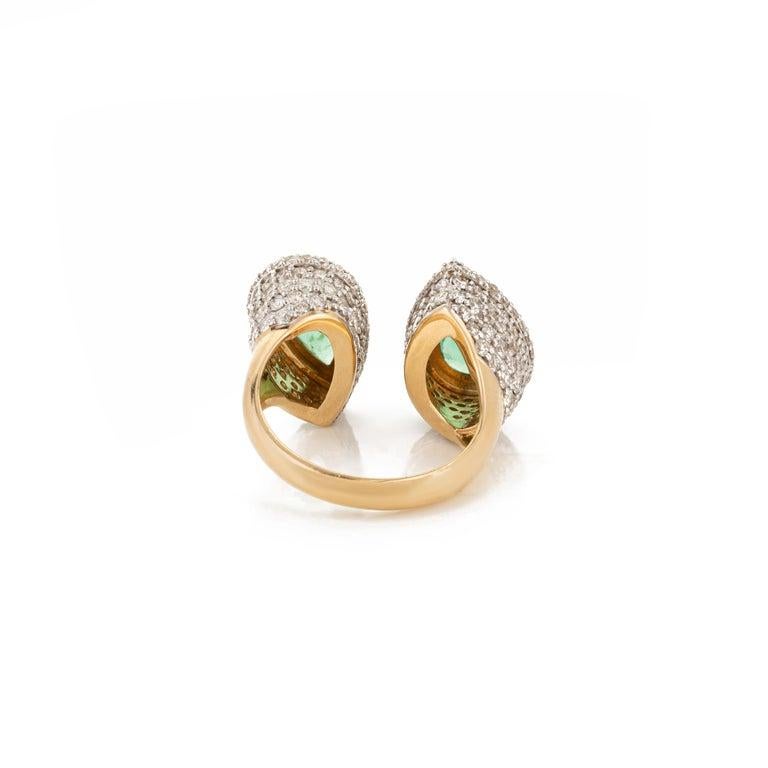 in vendita:  Anello aperto con smeraldo da 3,13 CTW e diamante aureolato da 3,38 CTW in oro giallo 18 ct. 6