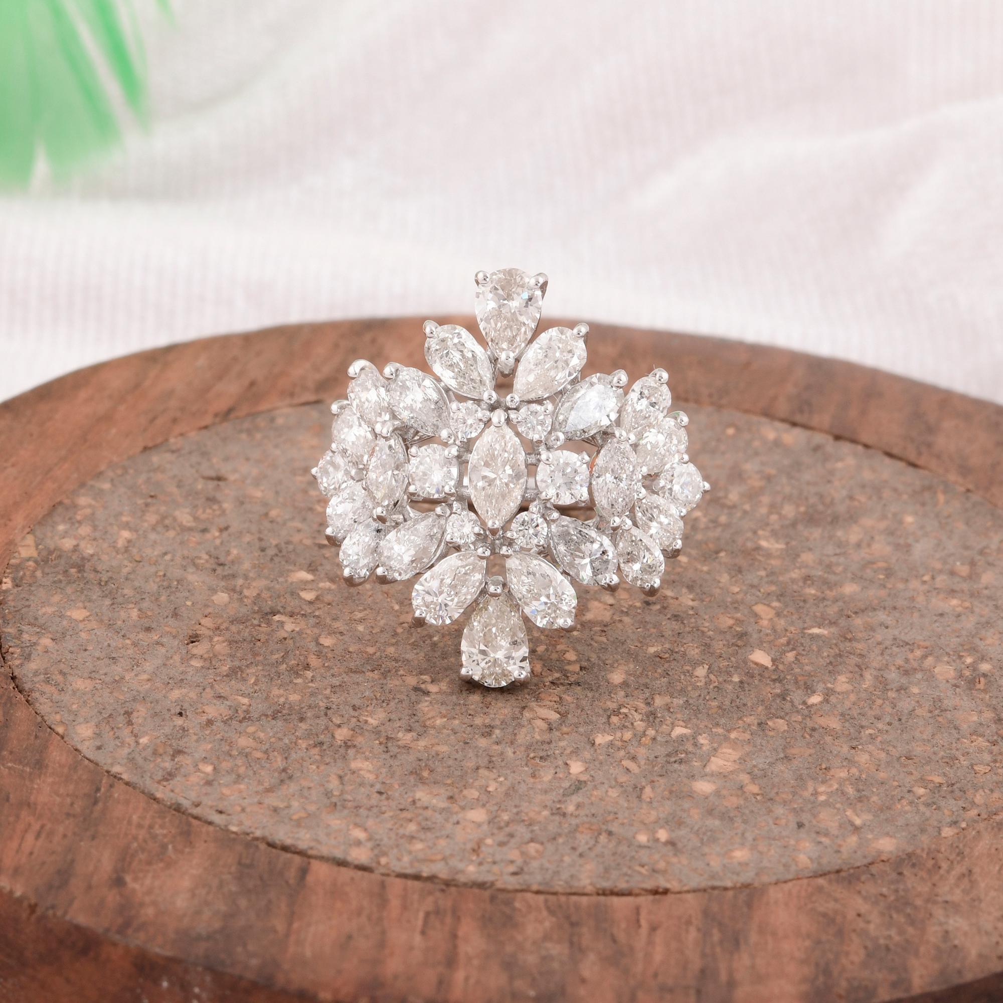 En venta: Anillo de boda de cóctel con diamantes de 3,32 qt SI/H y oro blanco de 14k Joyería fina  7