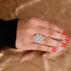 Statement 3.32Ct SI/H Diamant Cocktail Ehering 18k Weißgold Feiner Schmuck
