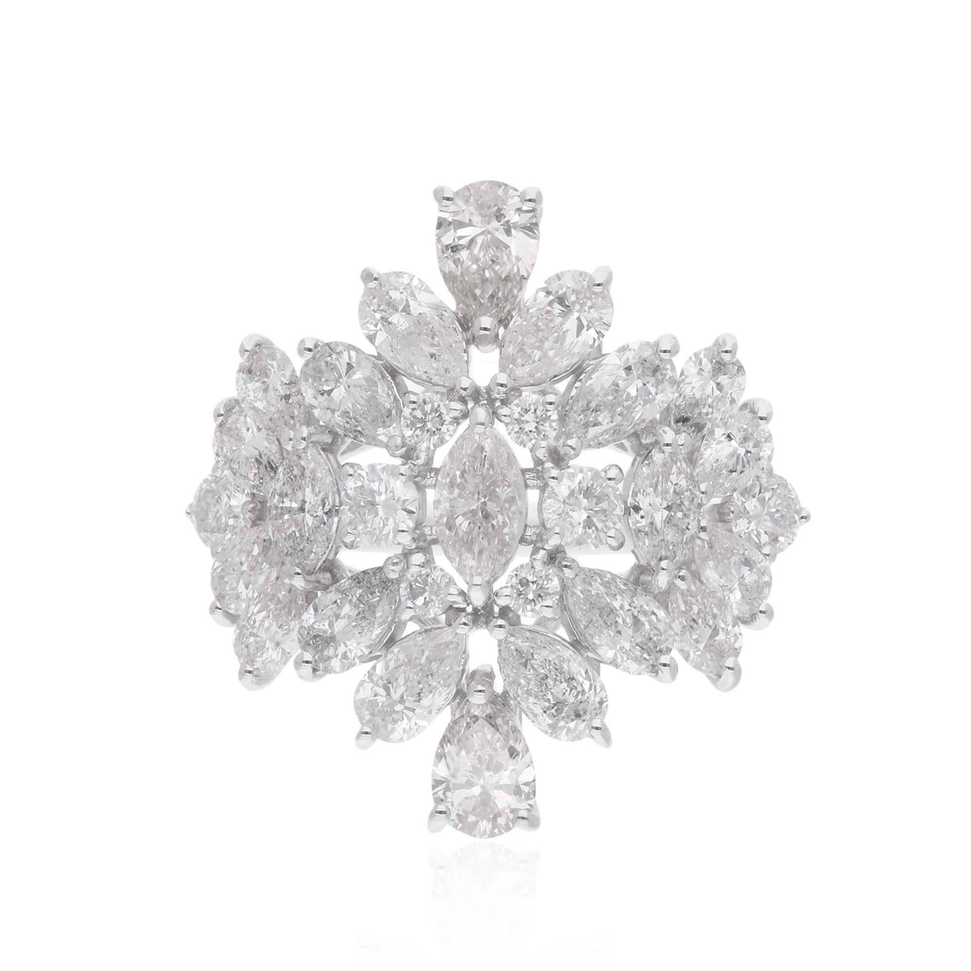 En venta: Anillo de boda de cóctel con diamantes de 3,32 qt SI/H y oro blanco de 18k Joyería fina  5