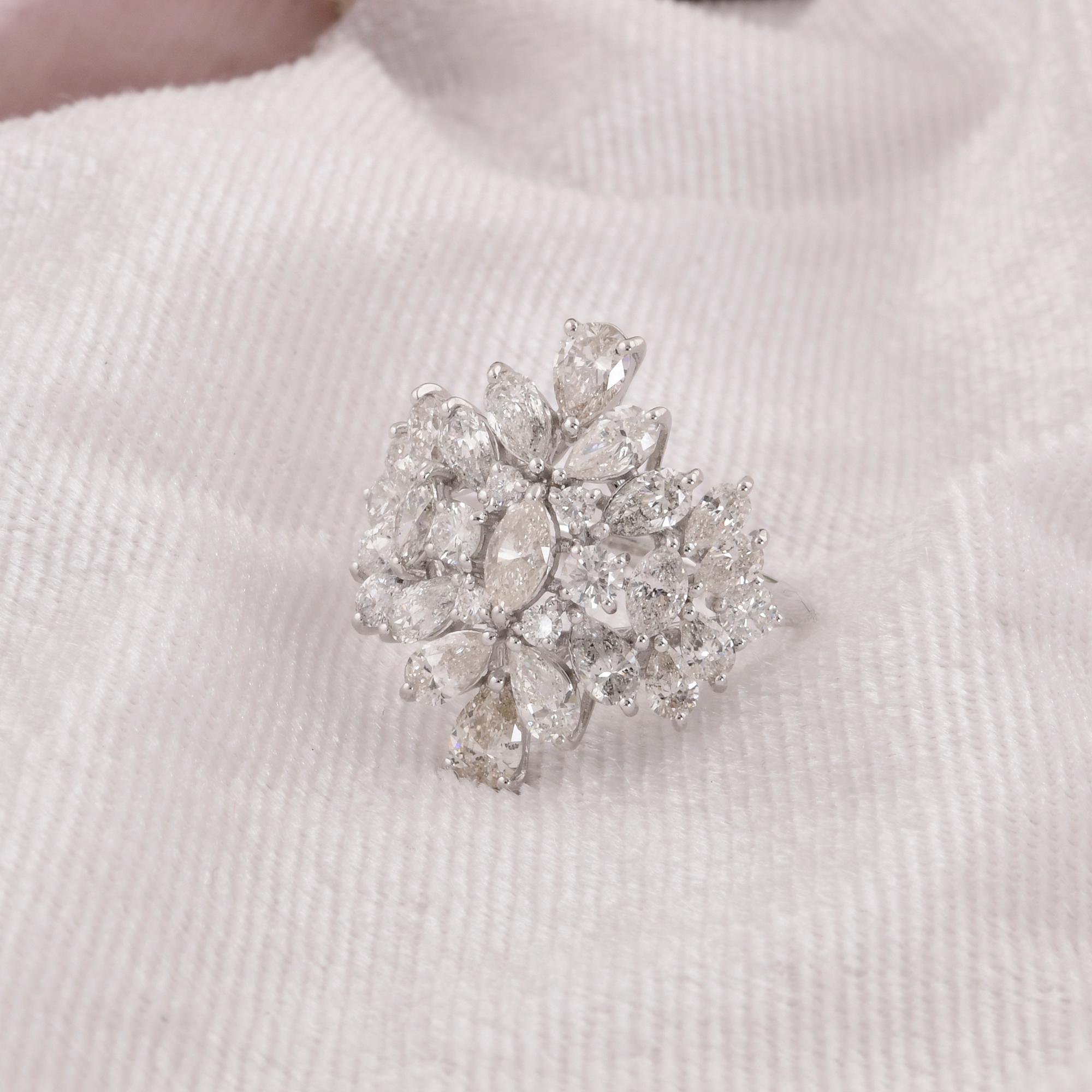 En venta: Anillo de boda de cóctel con diamantes de 3,32 qt SI/H y oro blanco de 18k Joyería fina  7