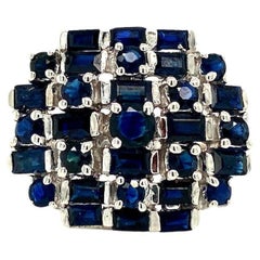 Statement 3,41 Karat Blauer Saphir Cluster Bombe-Ring 925 Sterlingsilber