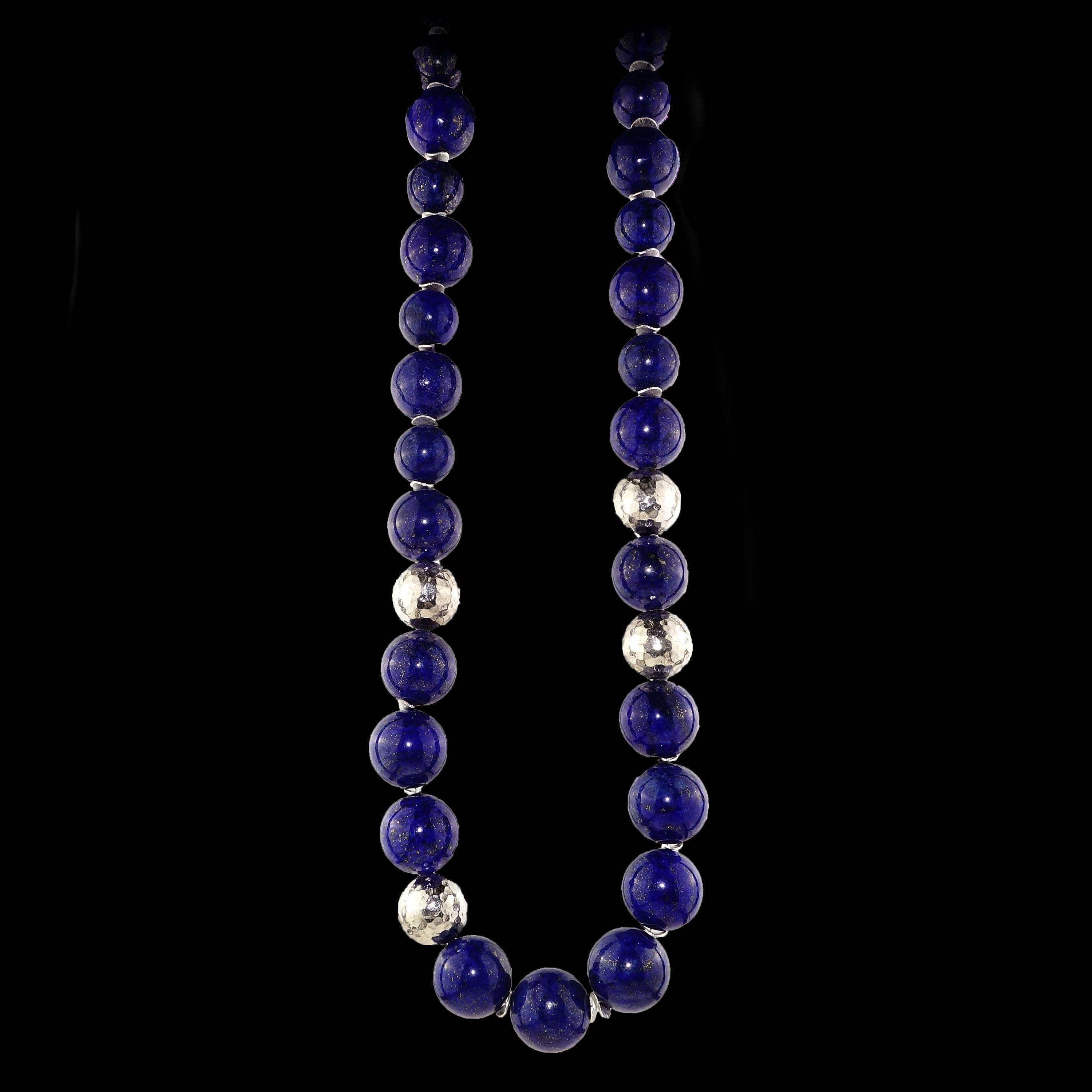 Artisan Gemjunky Statement Lapis Lazuli Necklace with Pure Silver Accents