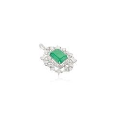 Statement 4.29 Carats Emerald Diamond Wedding Pendant Crafted in 18k White Gold