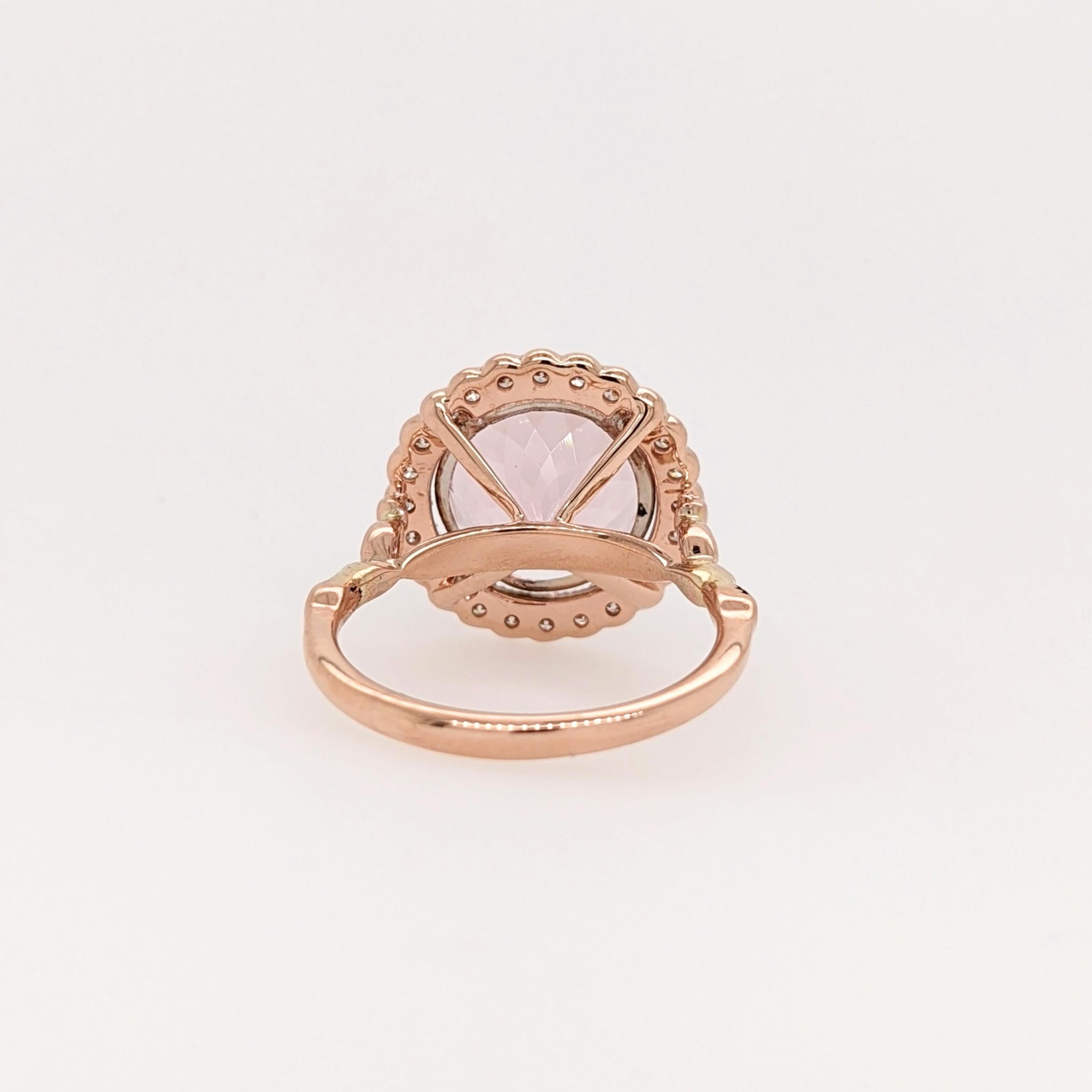 Women's or Men's Statement 5 carat Morganite Ring Accented w All Natural Diamond Accents For Sale