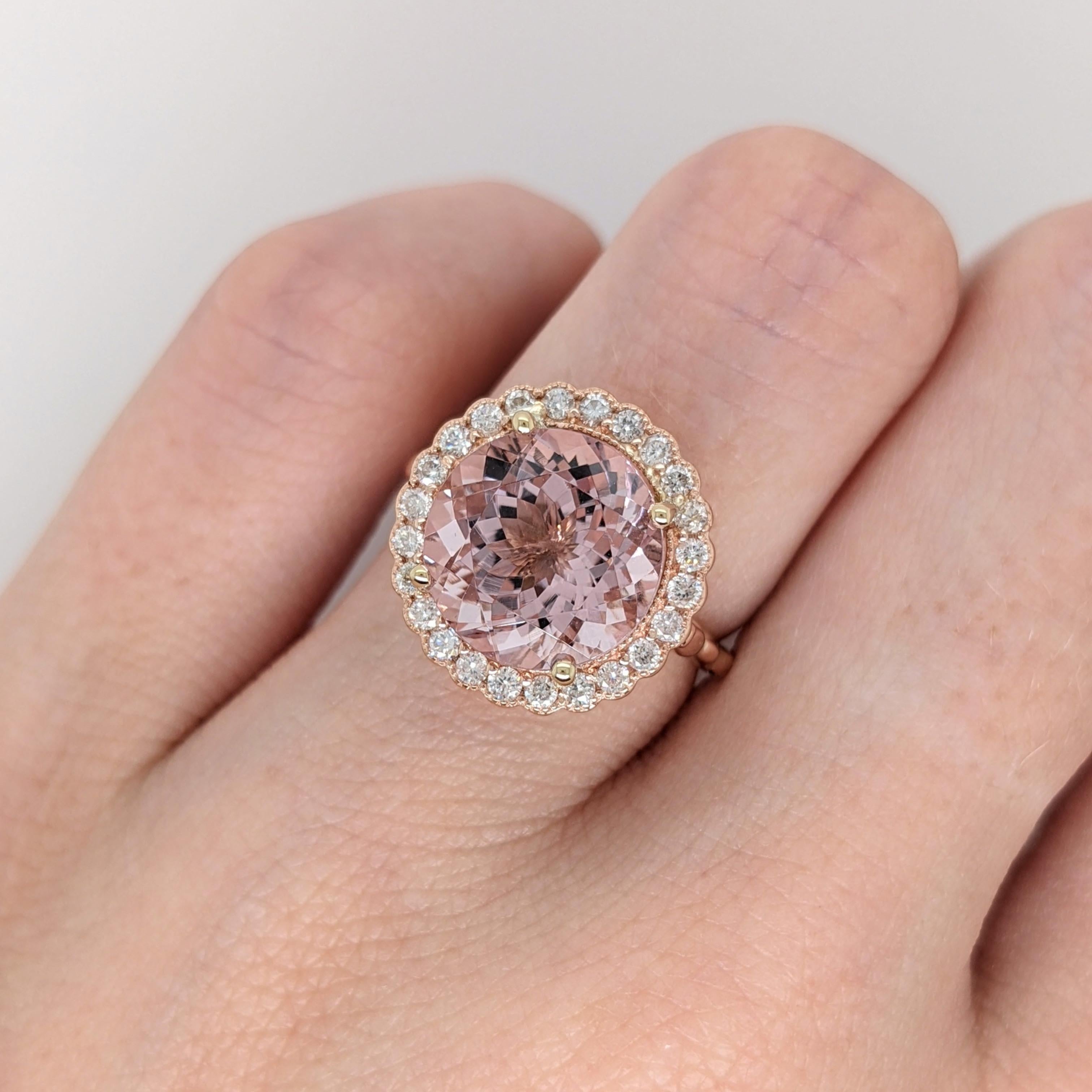 Statement 5 carat Morganite Ring Accented w All Natural Diamond Accents For Sale 1