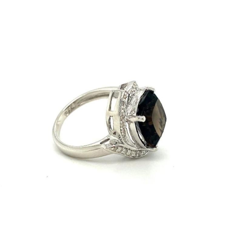 For Sale:  Statement 5.1 Carats Smoky Topaz and Diamond Cocktail Ring in Sterling Silver 3